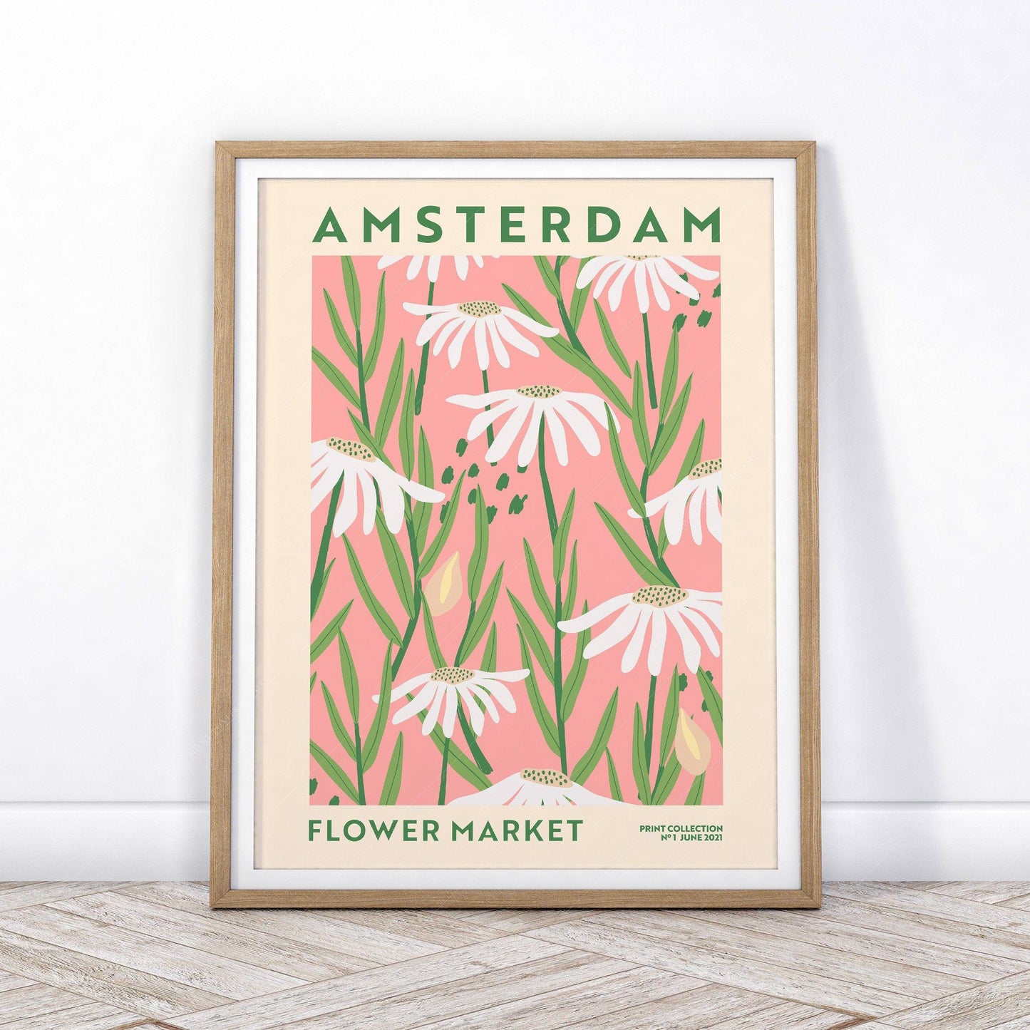 Flower Market Amsterdam, Famous City Poster, Gift Idea, Floral Wall Art