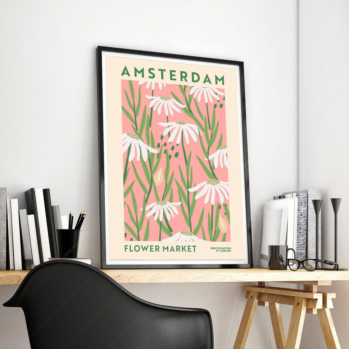 Flower Market Amsterdam, Famous City Poster, Gift Idea, Floral Wall Art