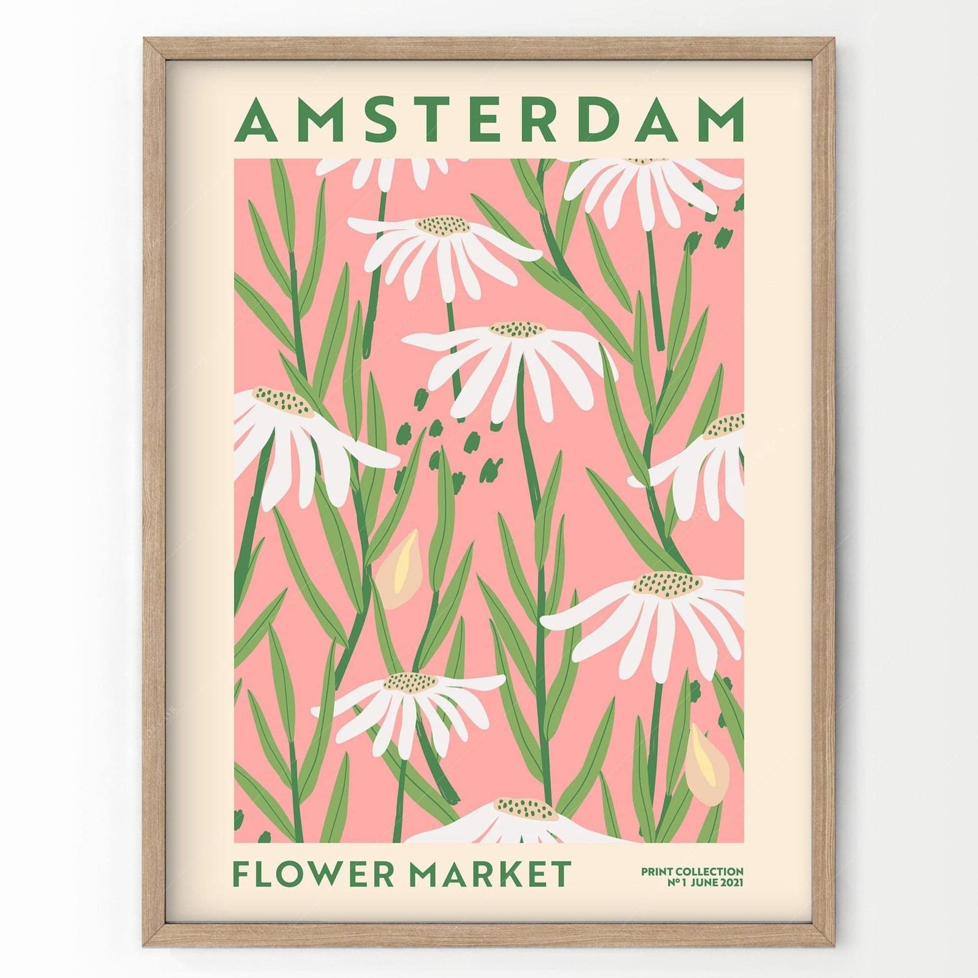 Flower Market Amsterdam, Famous City Poster, Gift Idea, Floral Wall Art