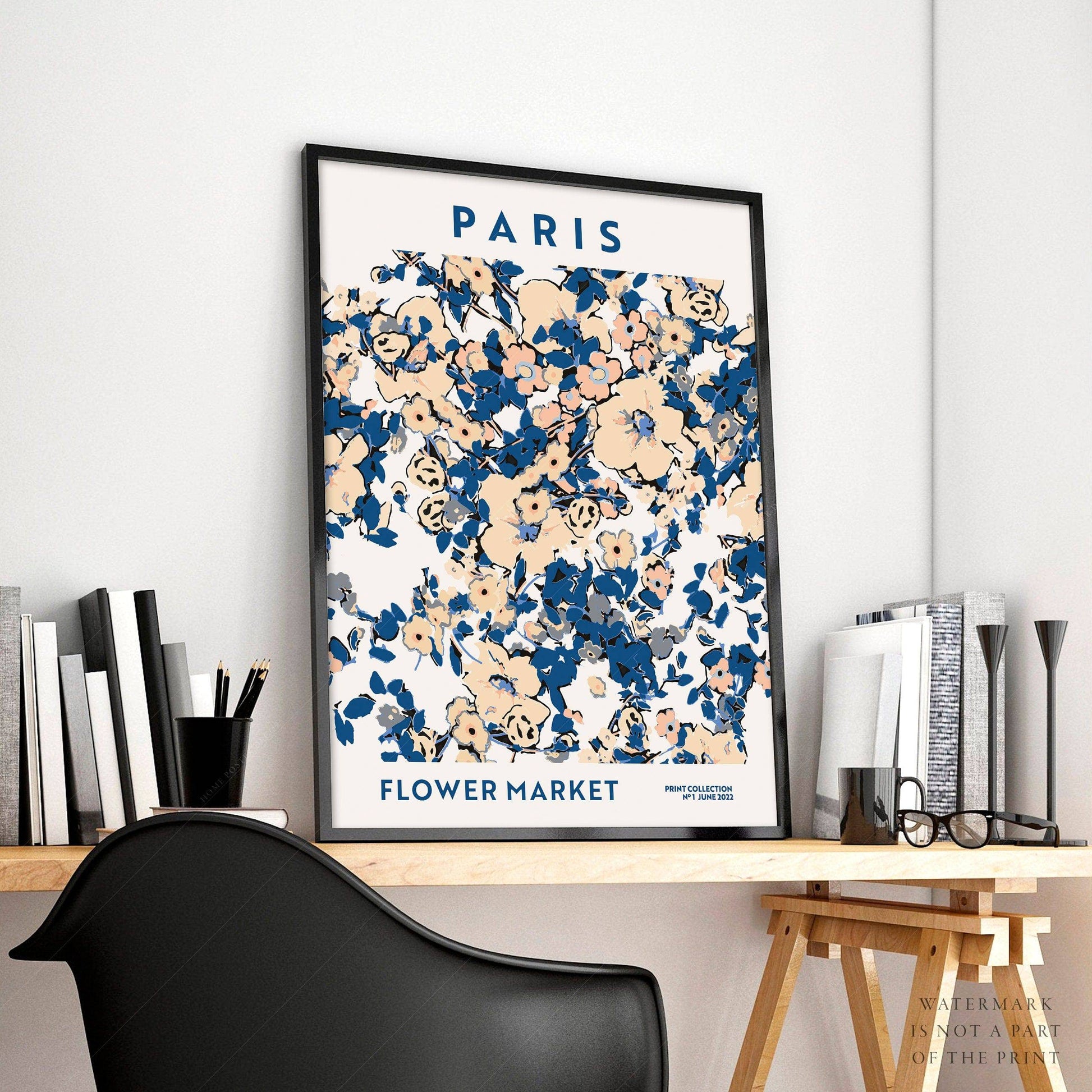 Flower Market, Famous City Poster, Gift Idea, Floral Wall Art