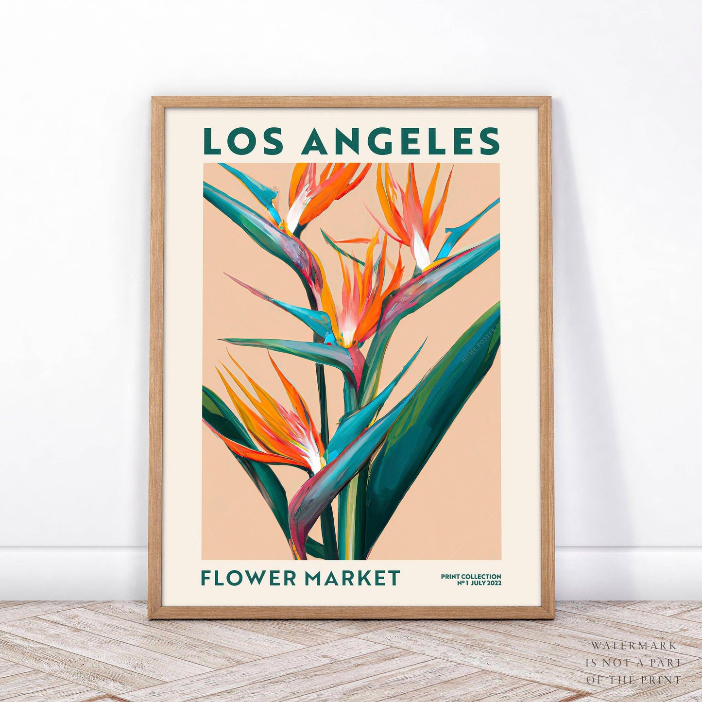 Flower Market Los Angeles, Famous City Poster, Gift Idea, Floral Wall Art