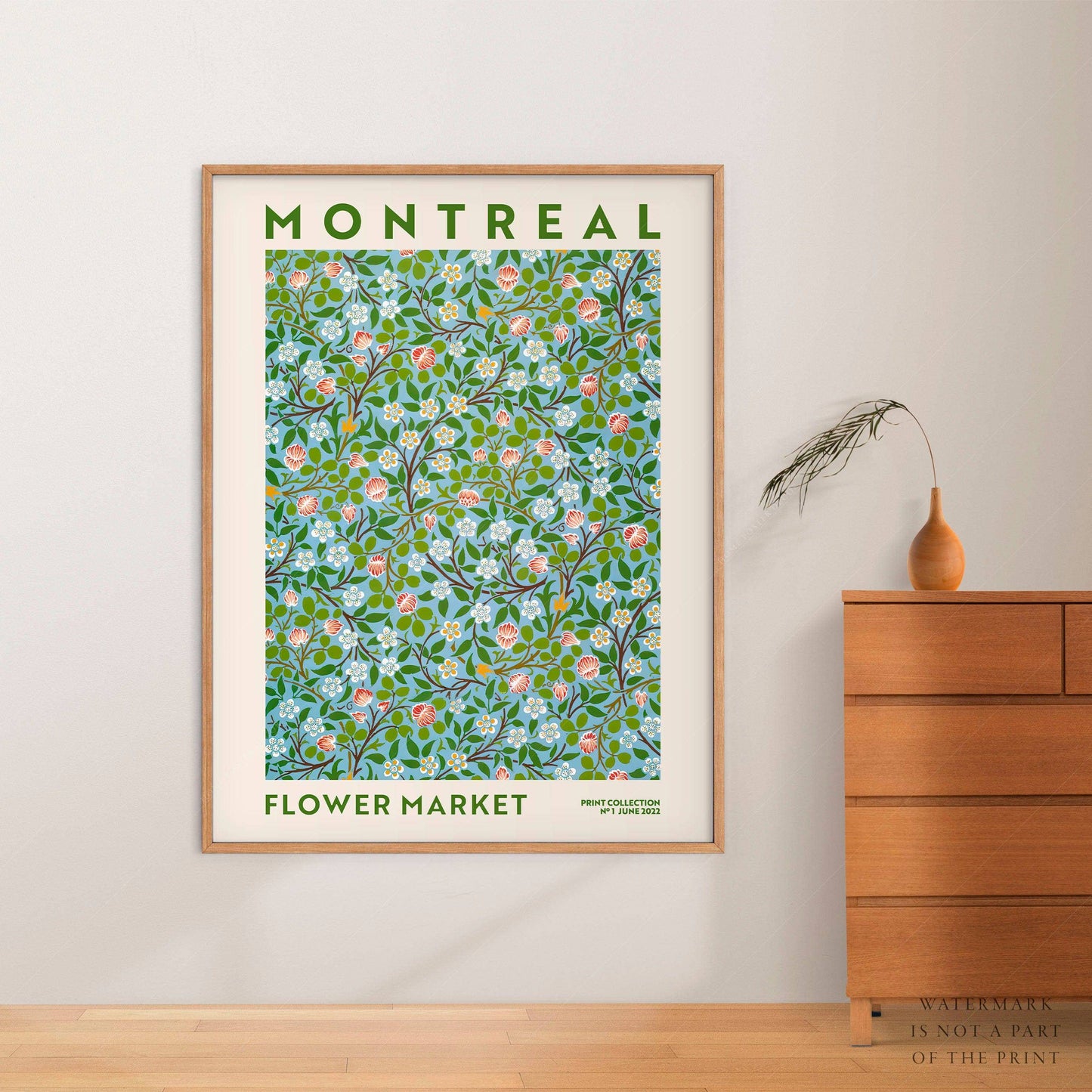 Flower Market Montreal, Famous City Poster, Gift Idea, Floral Wall Art