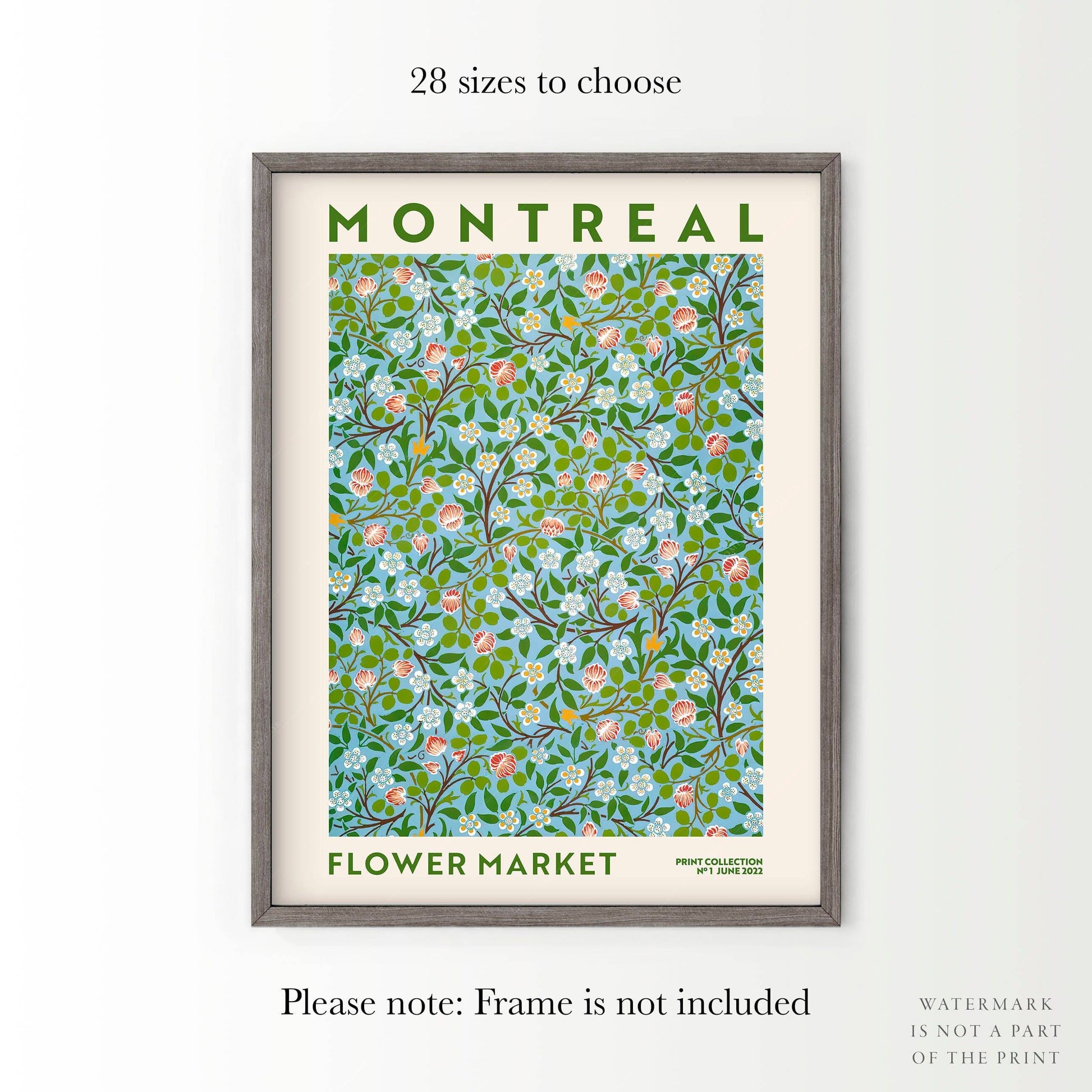 Flower Market Montreal, Famous City Poster, Gift Idea, Floral Wall Art