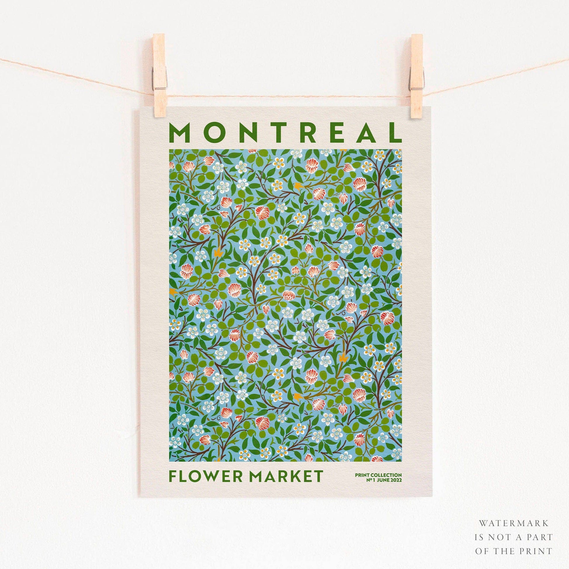 Flower Market Montreal, Famous City Poster, Gift Idea, Floral Wall Art