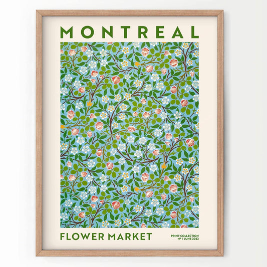 Flower Market Montreal, Famous City Poster, Gift Idea, Floral Wall Art