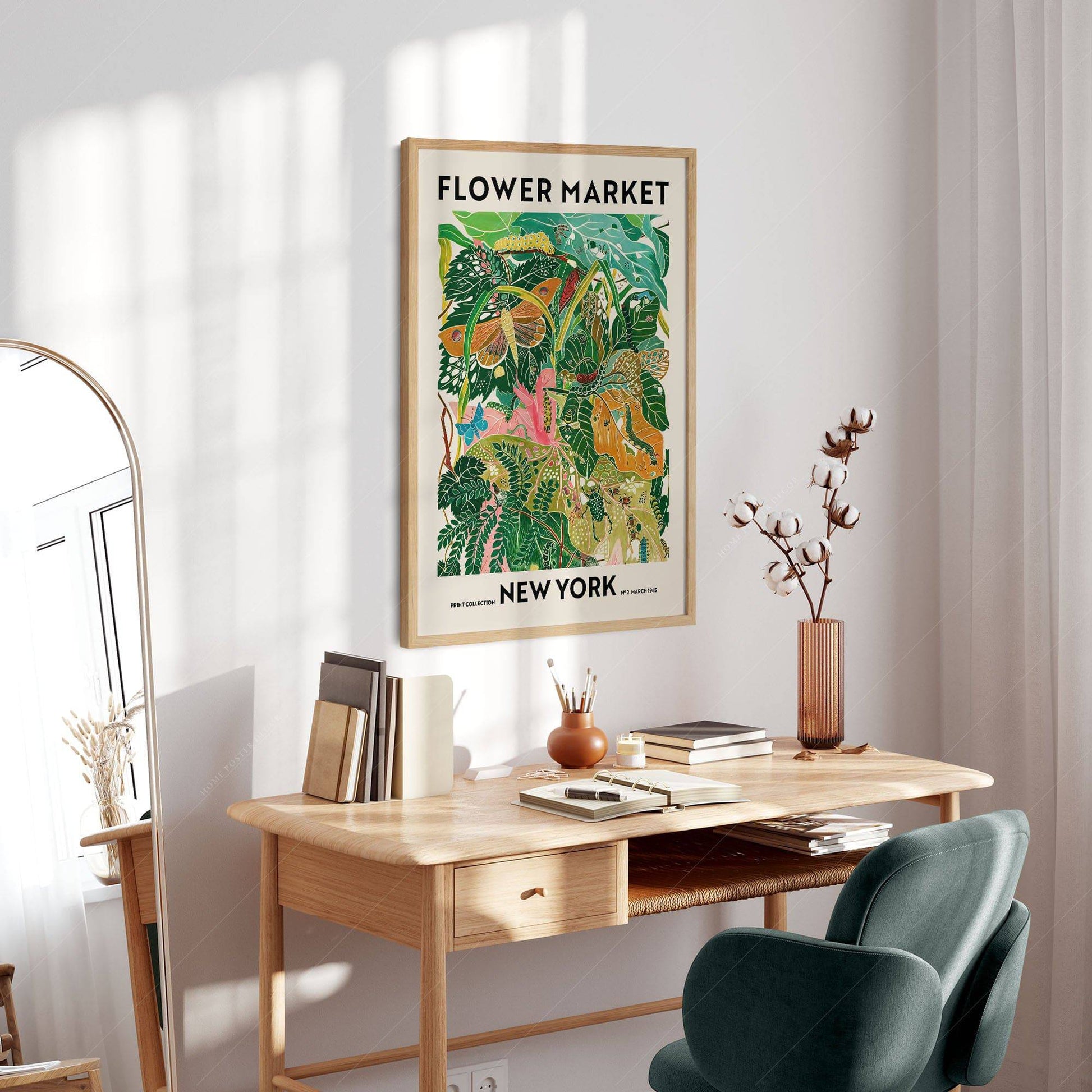 Flower Market New York, Famous City Poster, Travel Gift Idea, Floral Wall Art