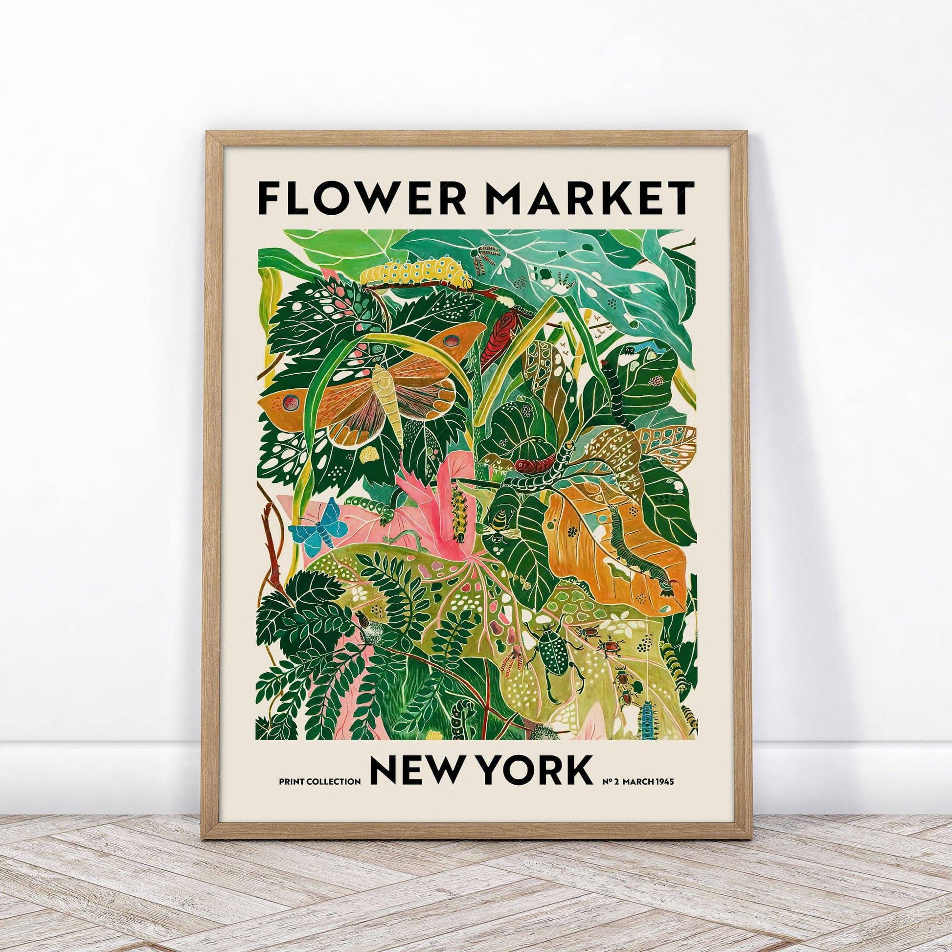 Flower Market New York, Famous City Poster, Travel Gift Idea, Floral Wall Art