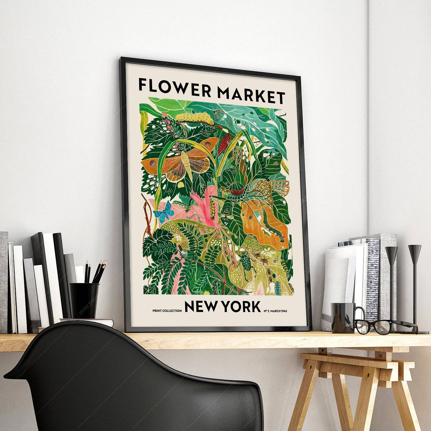 Flower Market New York, Famous City Poster, Travel Gift Idea, Floral Wall Art