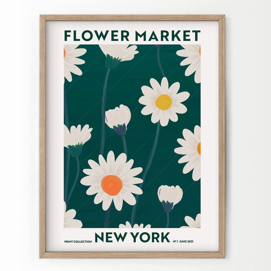 Flower Market New York, Famous City Poster, Travel Gift Idea, Floral Wall Art