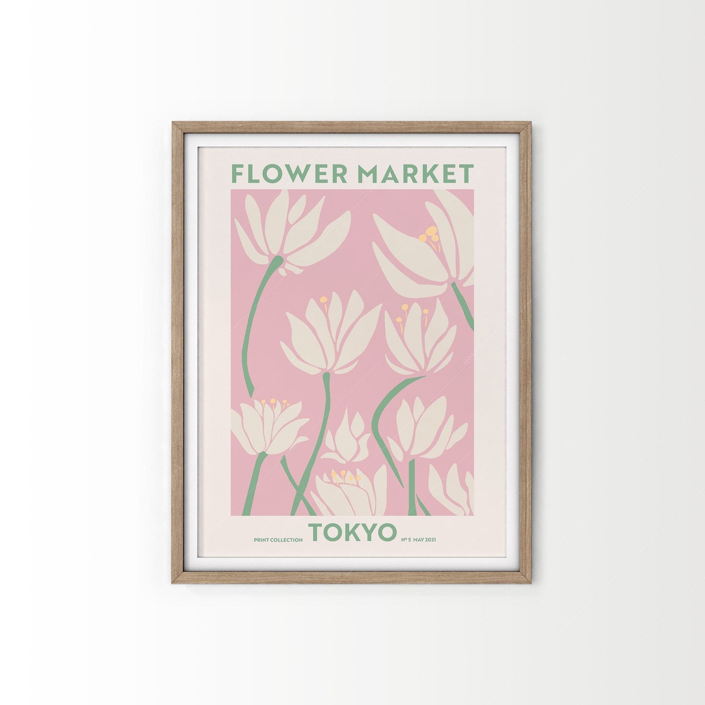 Flower Market Tokyo, Famous City Poster, Travel Gift Idea, Floral Wall Art