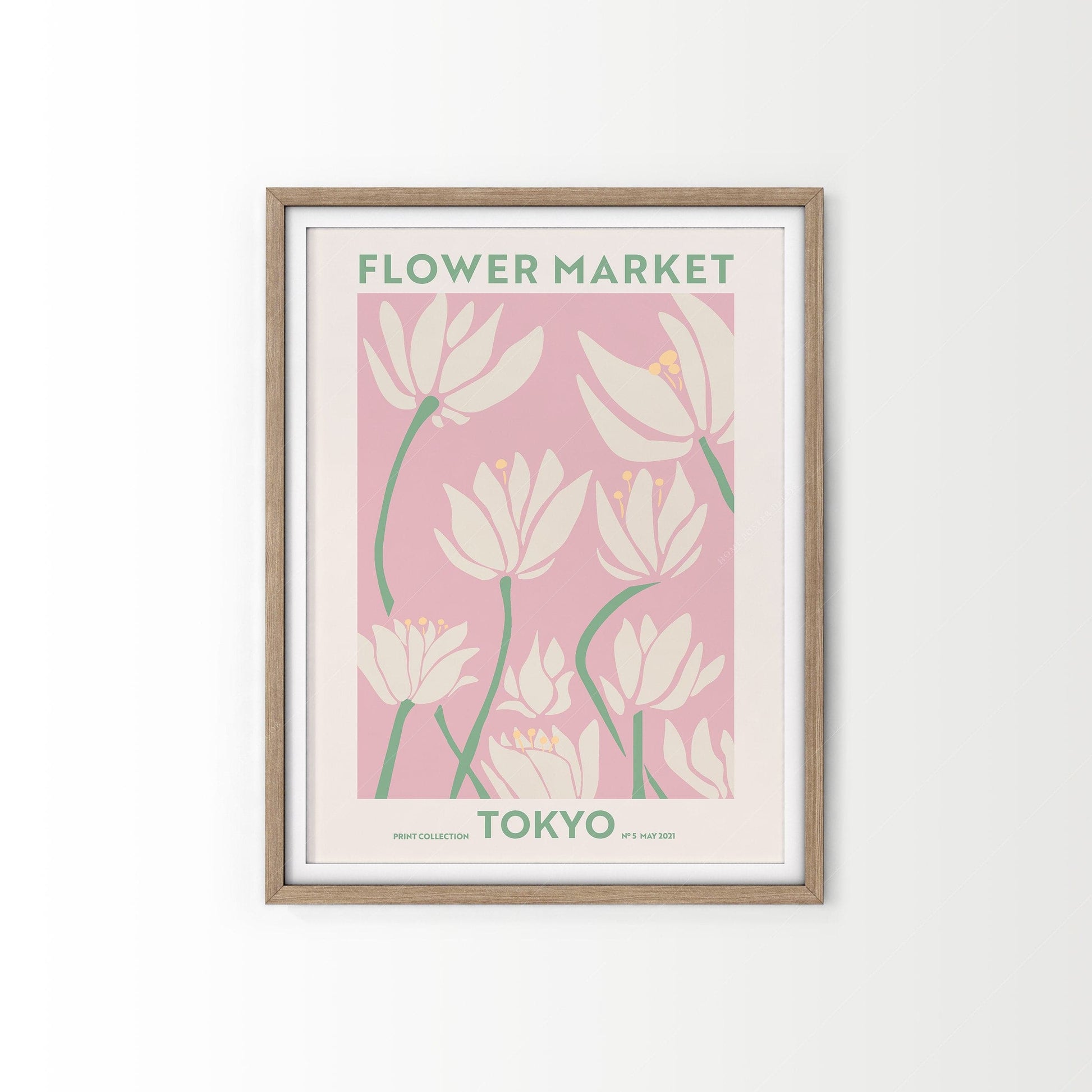 Flower Market Tokyo, Famous City Poster, Travel Gift Idea, Floral Wall Art