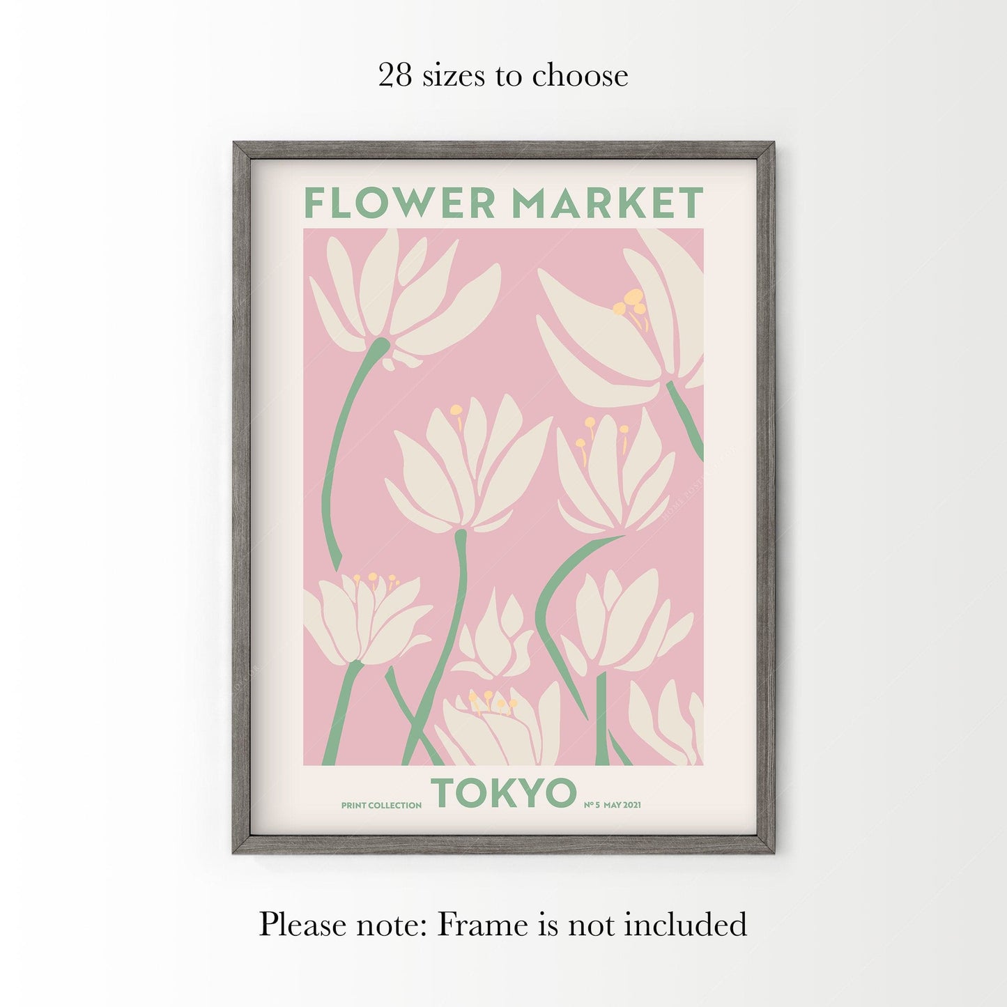 Flower Market Tokyo, Famous City Poster, Travel Gift Idea, Floral Wall Art