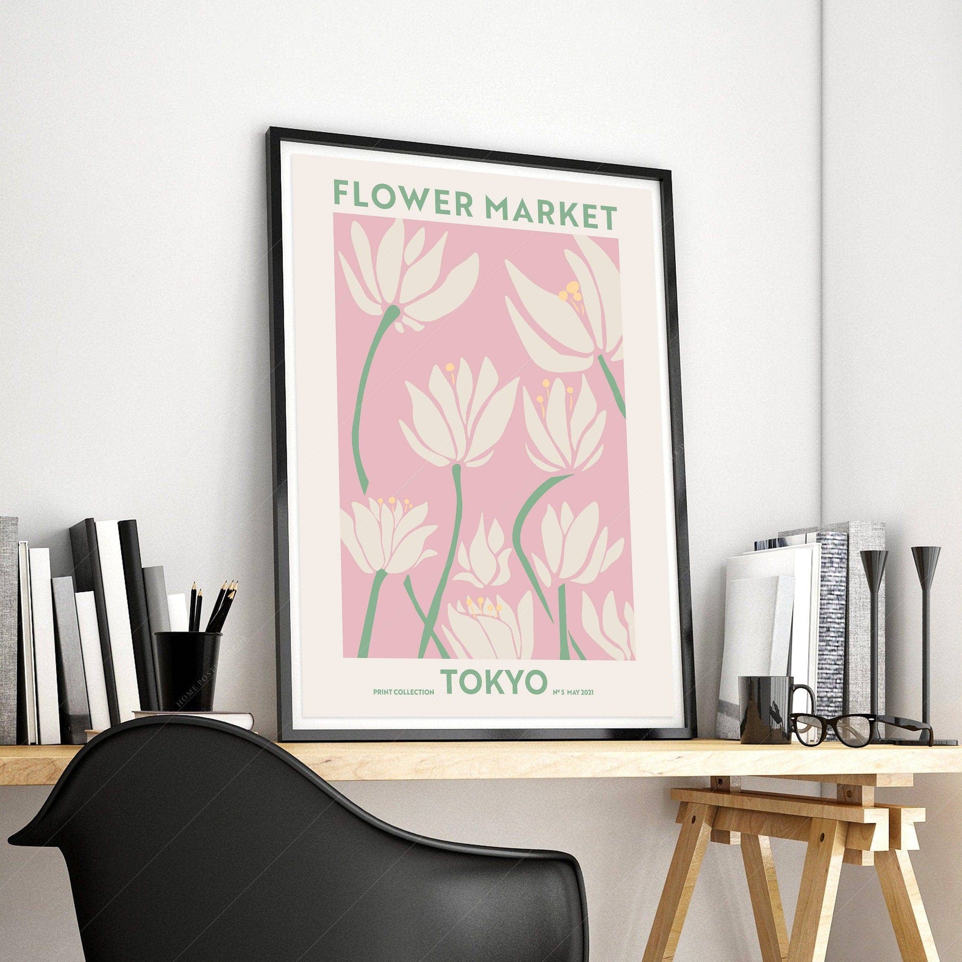 Flower Market Tokyo, Famous City Poster, Travel Gift Idea, Floral Wall Art