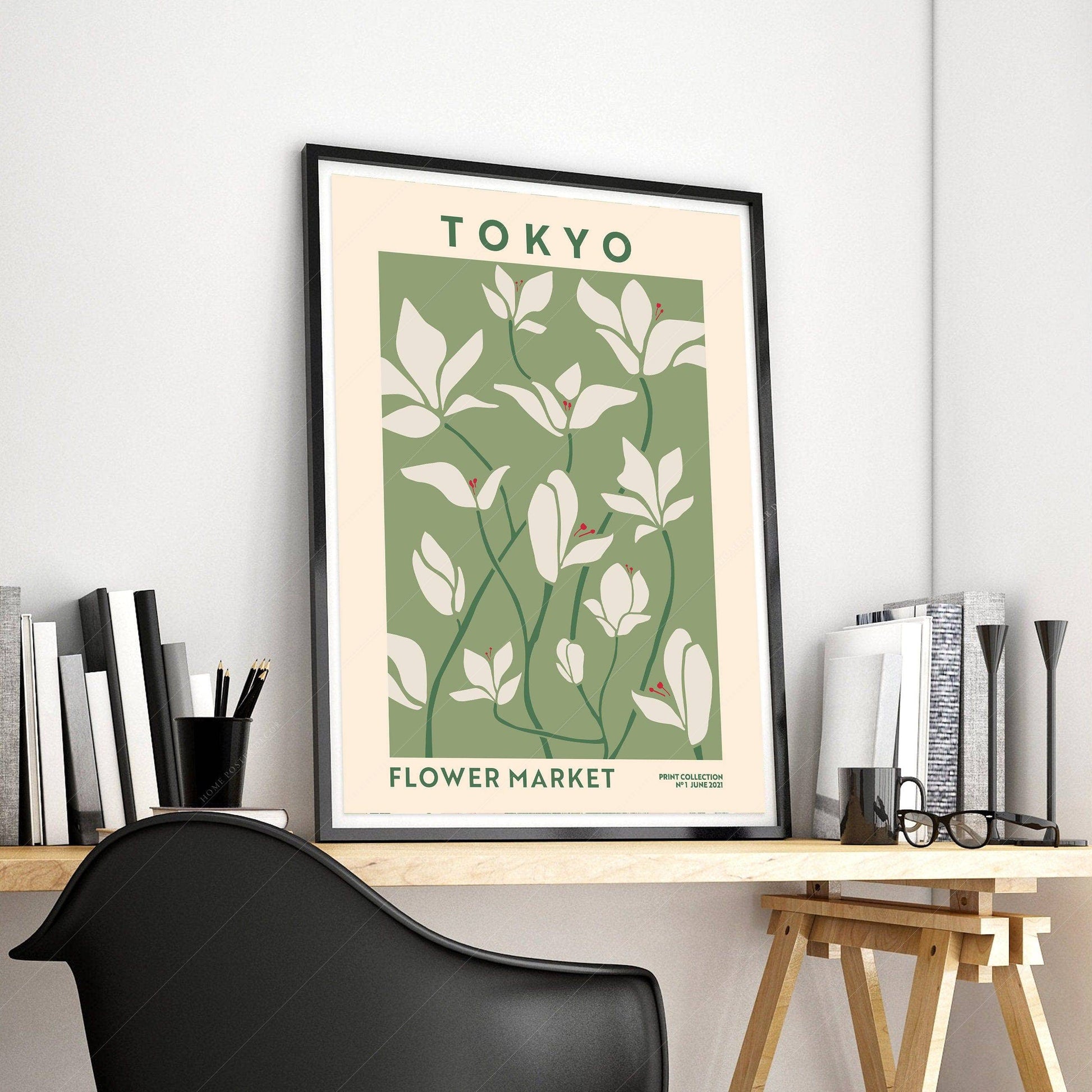 Flower Market Tokyo, Famous City Poster, Travel Gift Idea, Floral Wall Art