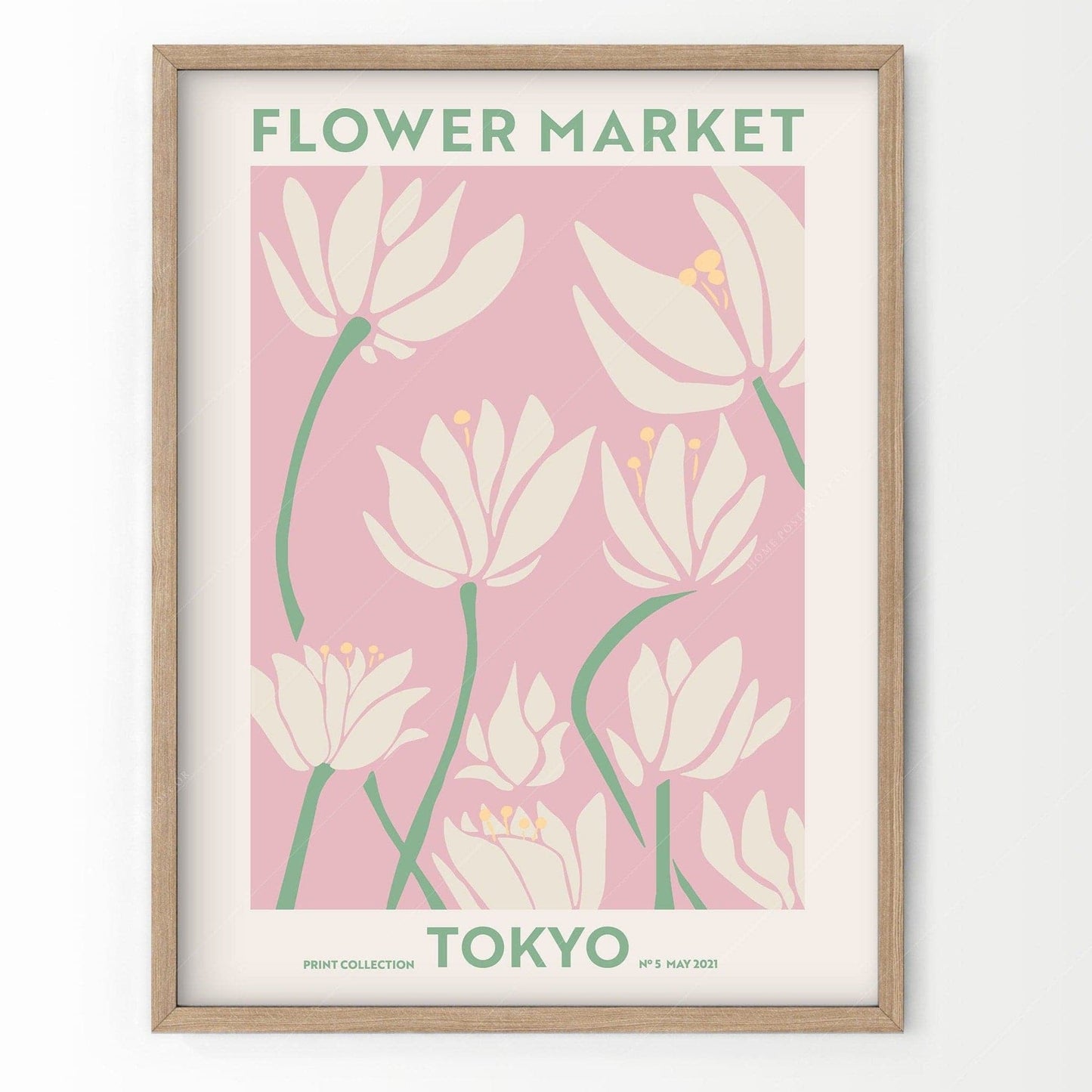 Flower Market Tokyo, Famous City Poster, Travel Gift Idea, Floral Wall Art