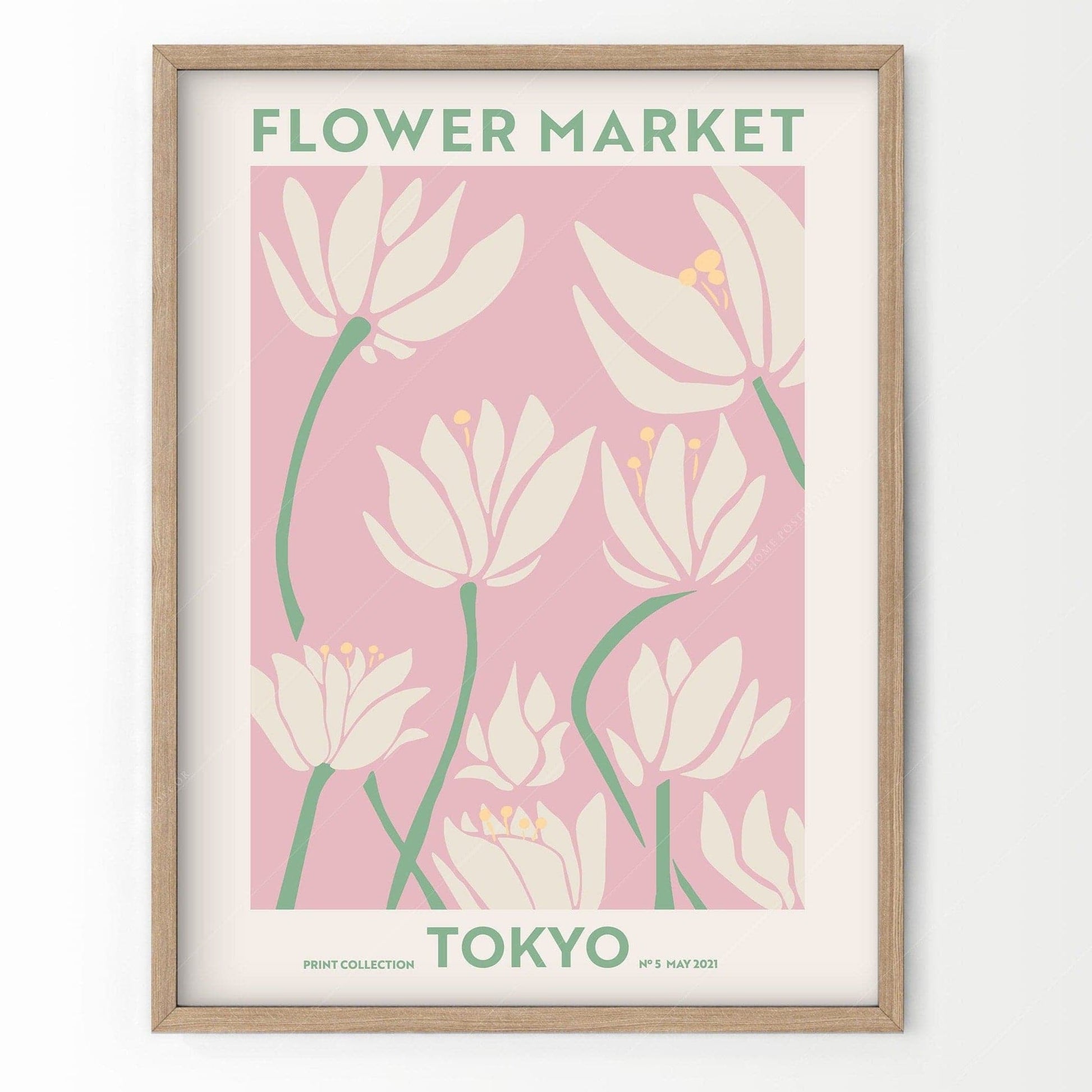 Flower Market Tokyo, Famous City Poster, Travel Gift Idea, Floral Wall Art