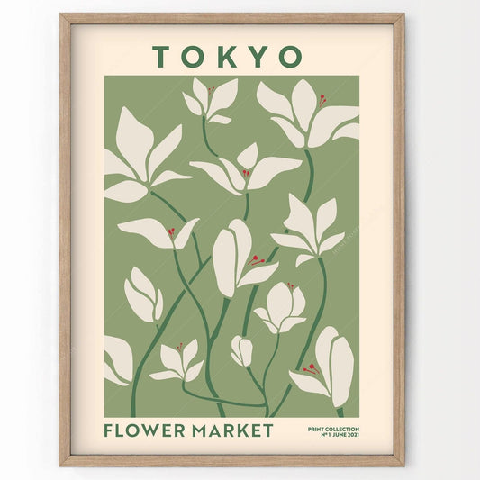 Flower Market Tokyo, Famous City Poster, Travel Gift Idea, Floral Wall Art