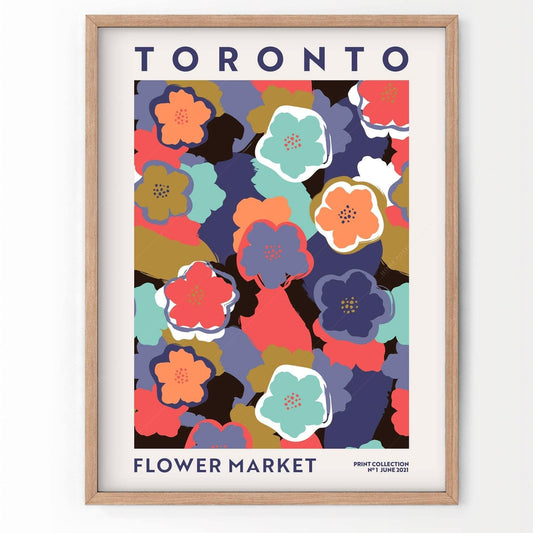 Flower Market Toronto, Famous City Poster, Travel Gift Idea, Floral Wall Art