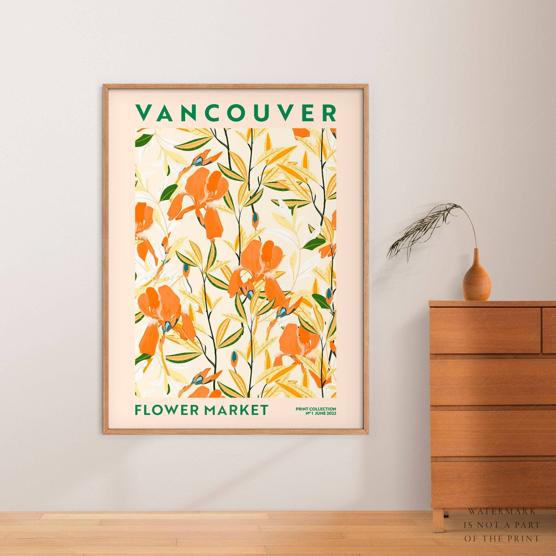 Flower Market Vancouver, Famous City Poster, Travel Gift Idea, Floral Wall Art