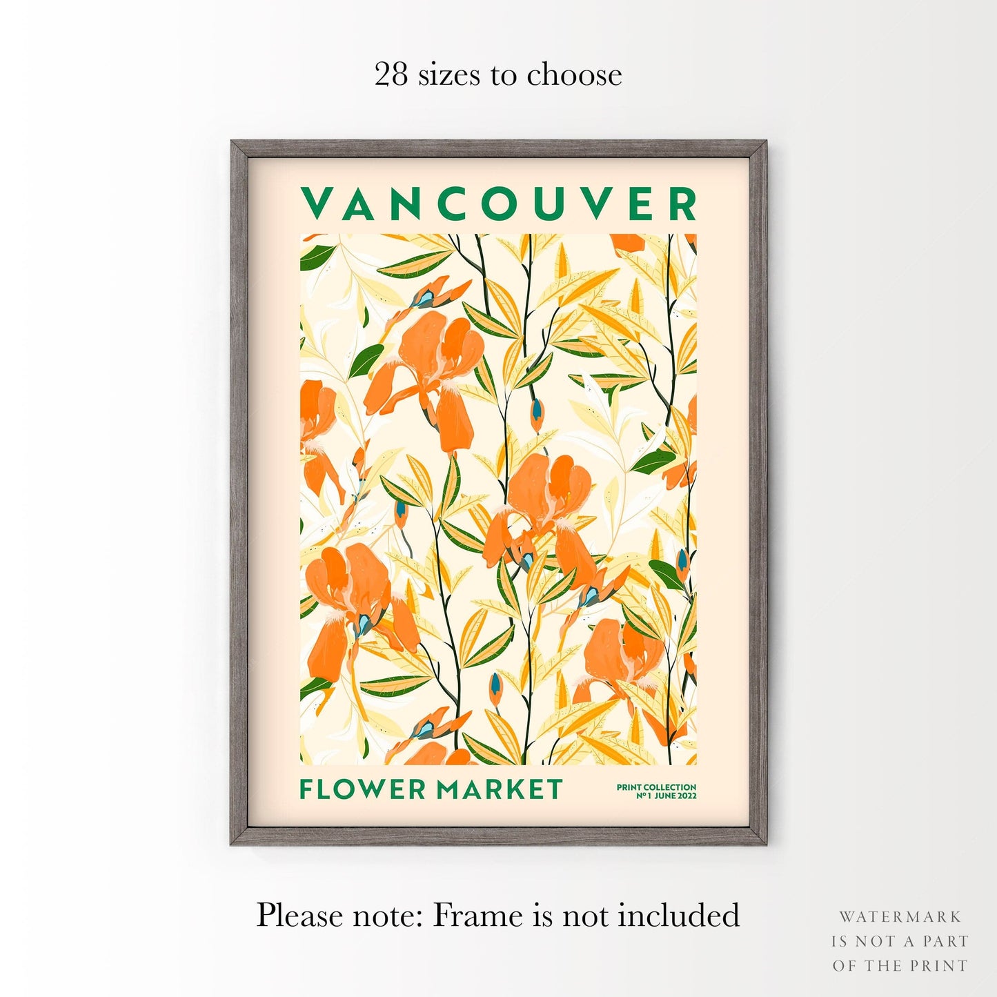 Flower Market Vancouver, Famous City Poster, Travel Gift Idea, Floral Wall Art