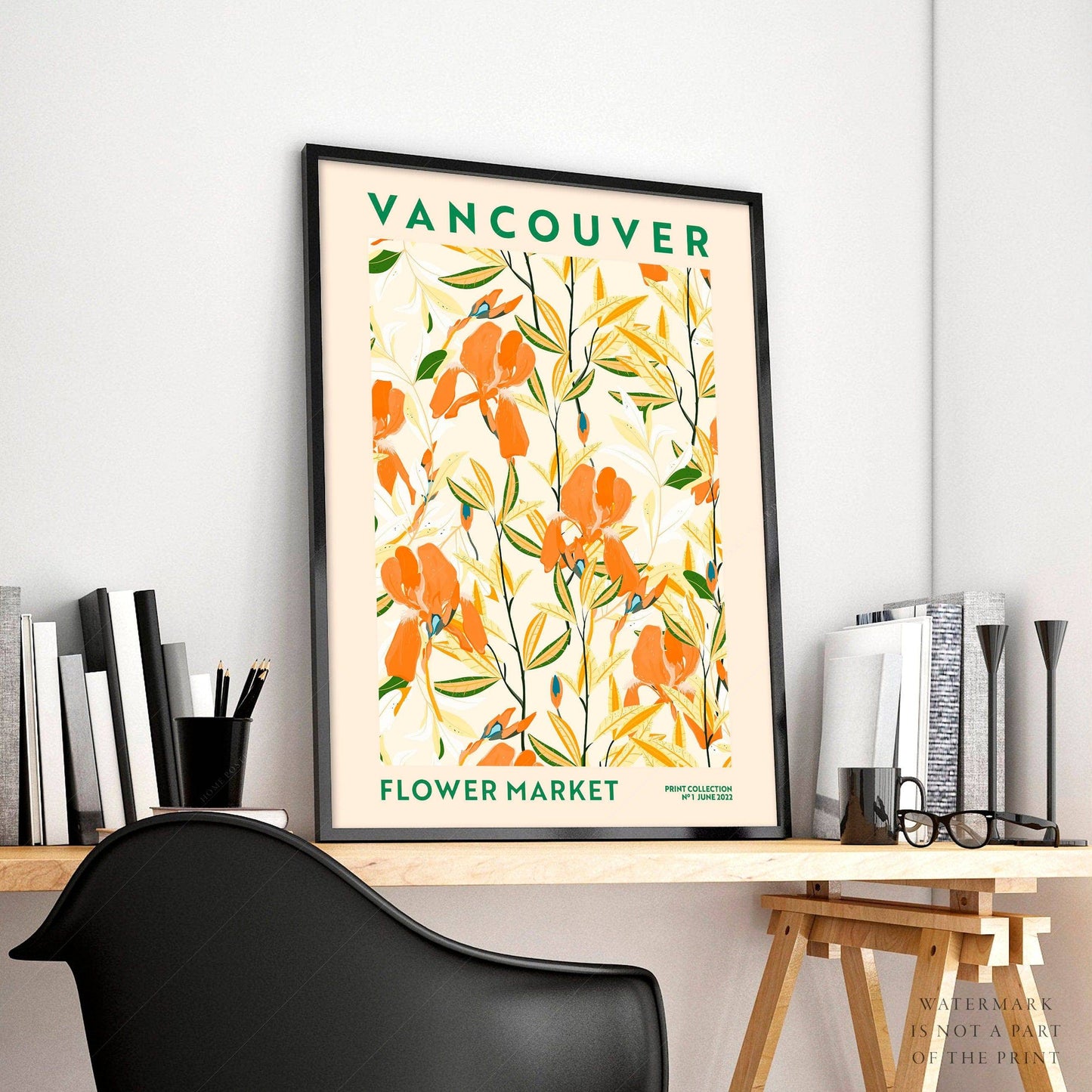 Flower Market Vancouver, Famous City Poster, Travel Gift Idea, Floral Wall Art