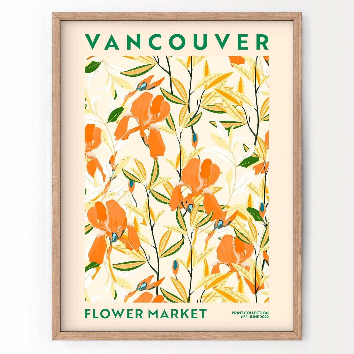 Flower Market Vancouver, Famous City Poster, Travel Gift Idea, Floral Wall Art