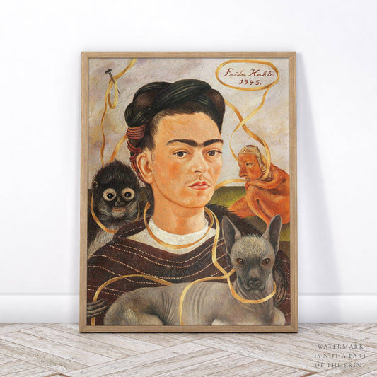 Frida Kahlo Print, Self-Portrait with Monkey