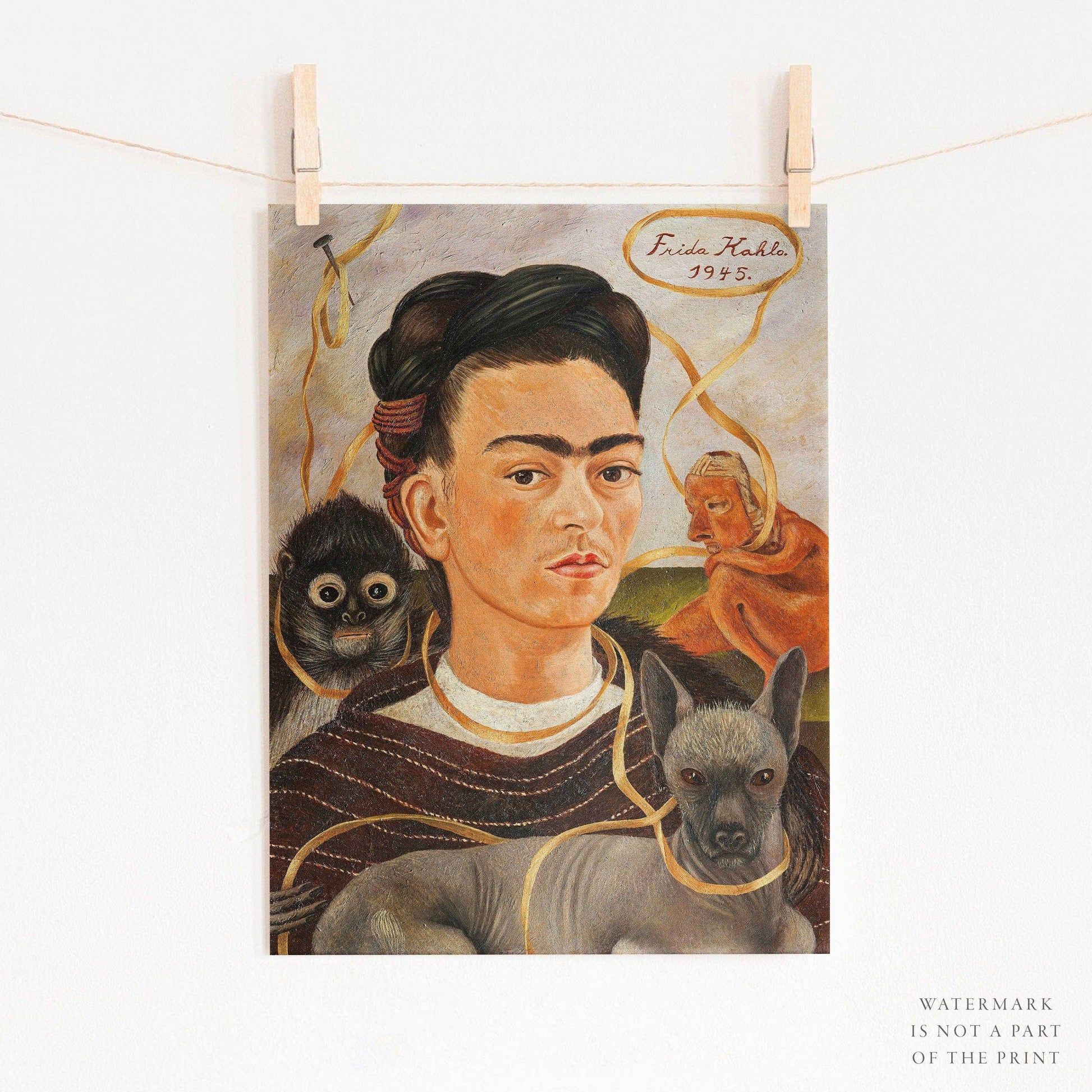 Frida Kahlo Print, Self-Portrait with Monkey