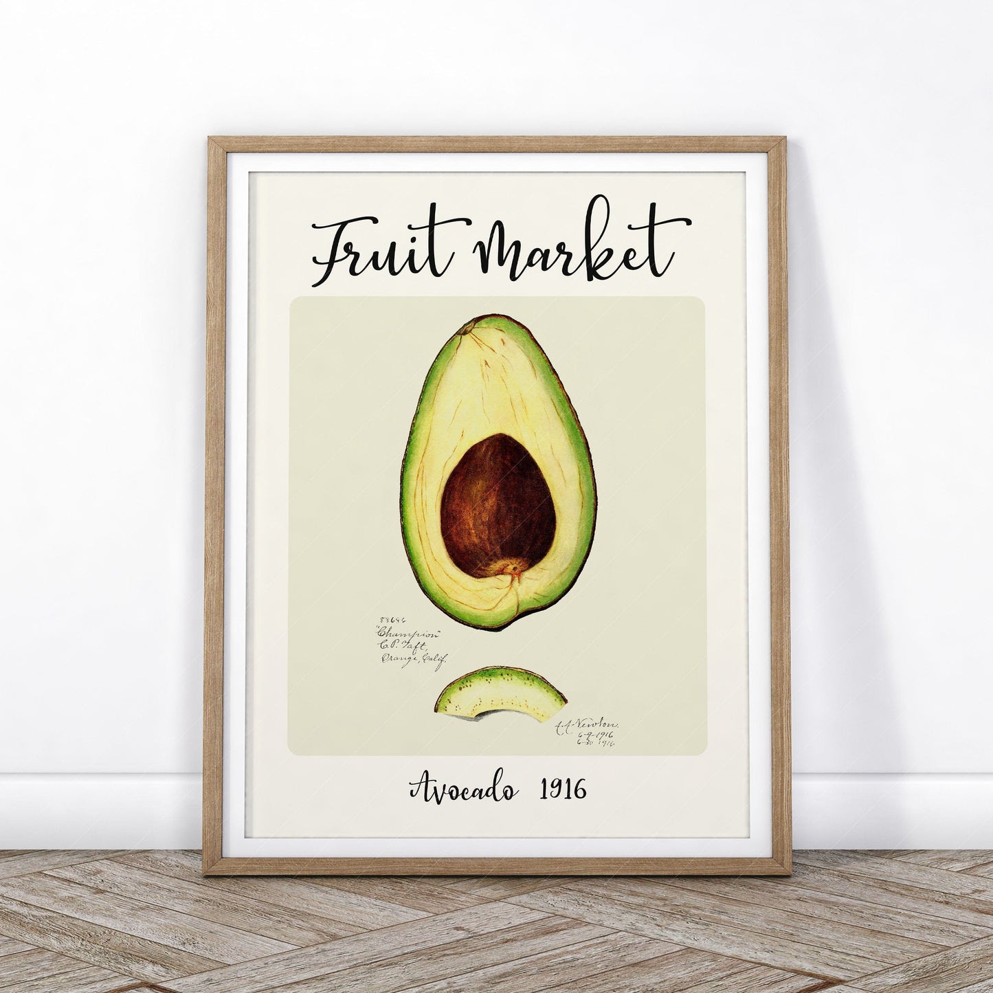 Fruit Market Print, Farmhouse Decor, Antique Avocado Painting