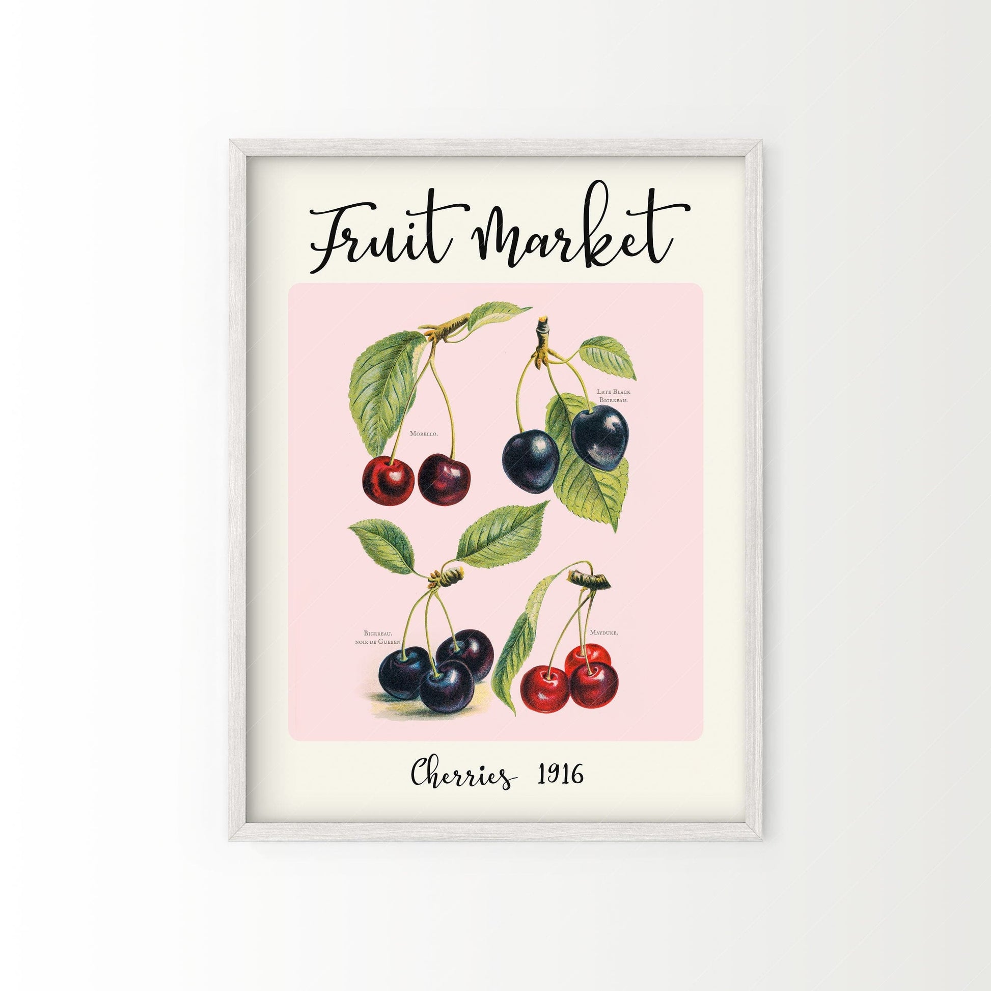 Fruit Market Print, Farmhouse Decor, Antique Berries Painting