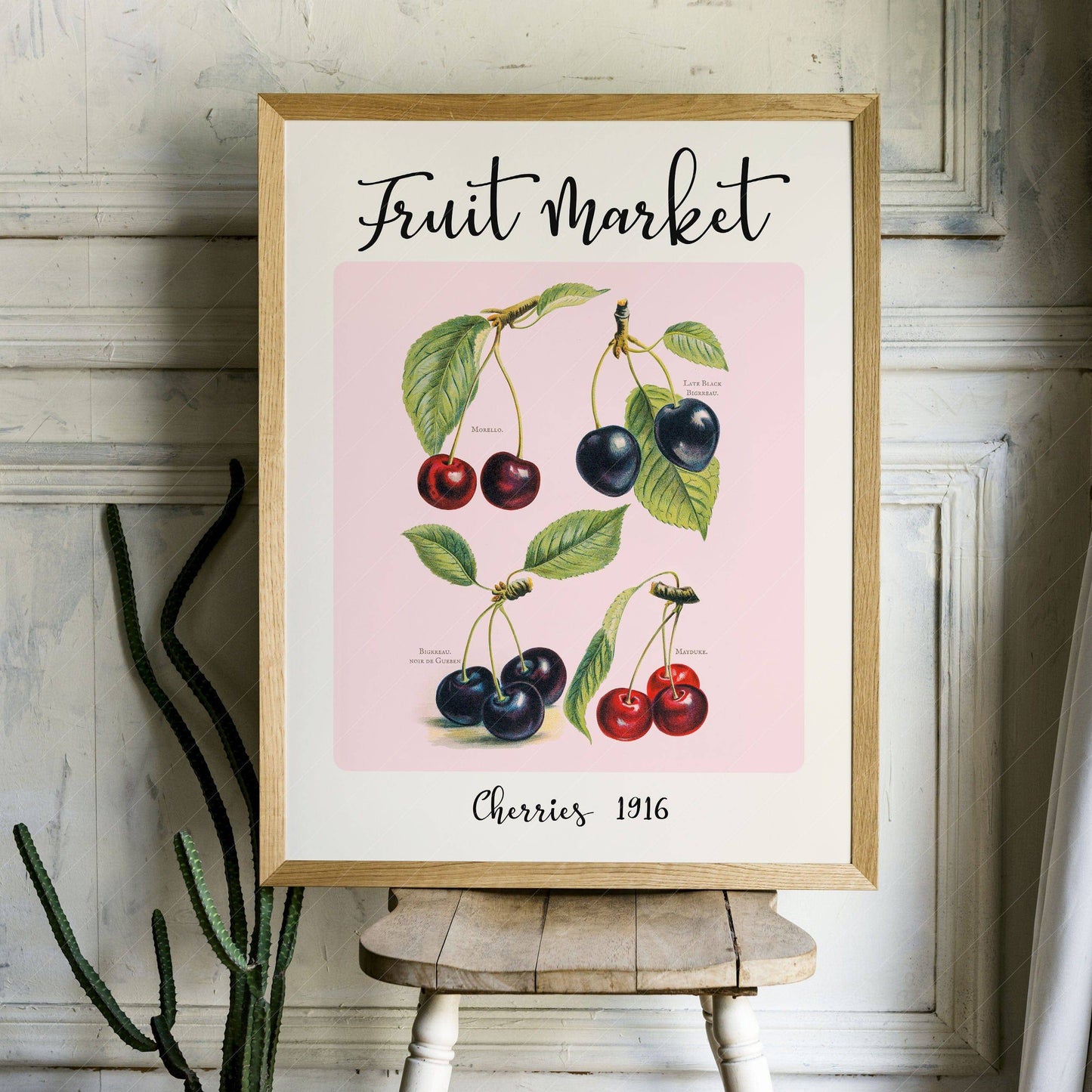 Fruit Market Print, Farmhouse Decor, Antique Berries Painting