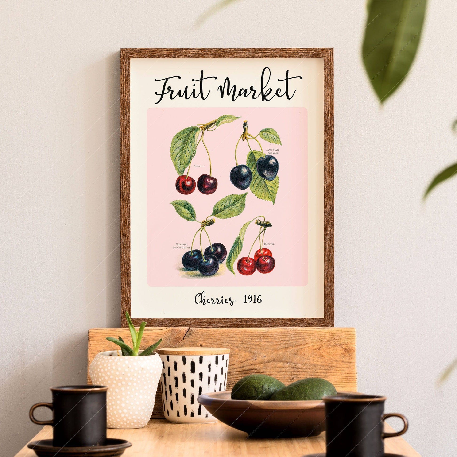 Fruit Market Print, Farmhouse Decor, Antique Berries Painting