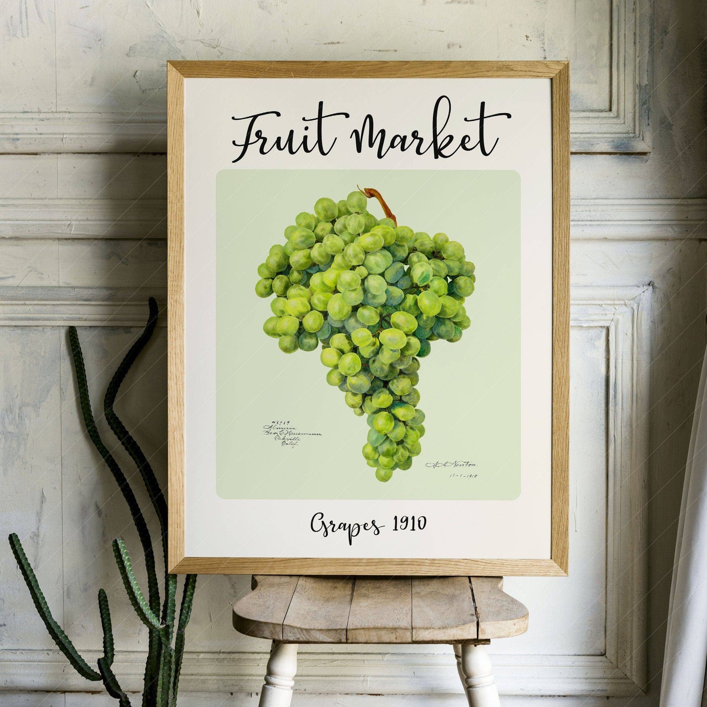 Fruit Market Print, Farmhouse Decor, Antique Grapes Painting