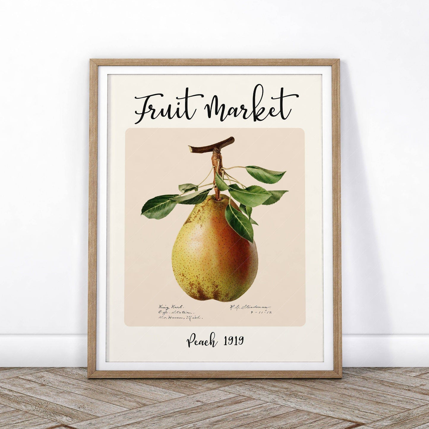 Fruit Market Print, Farmhouse Decor, Antique Pear Fruit Painting