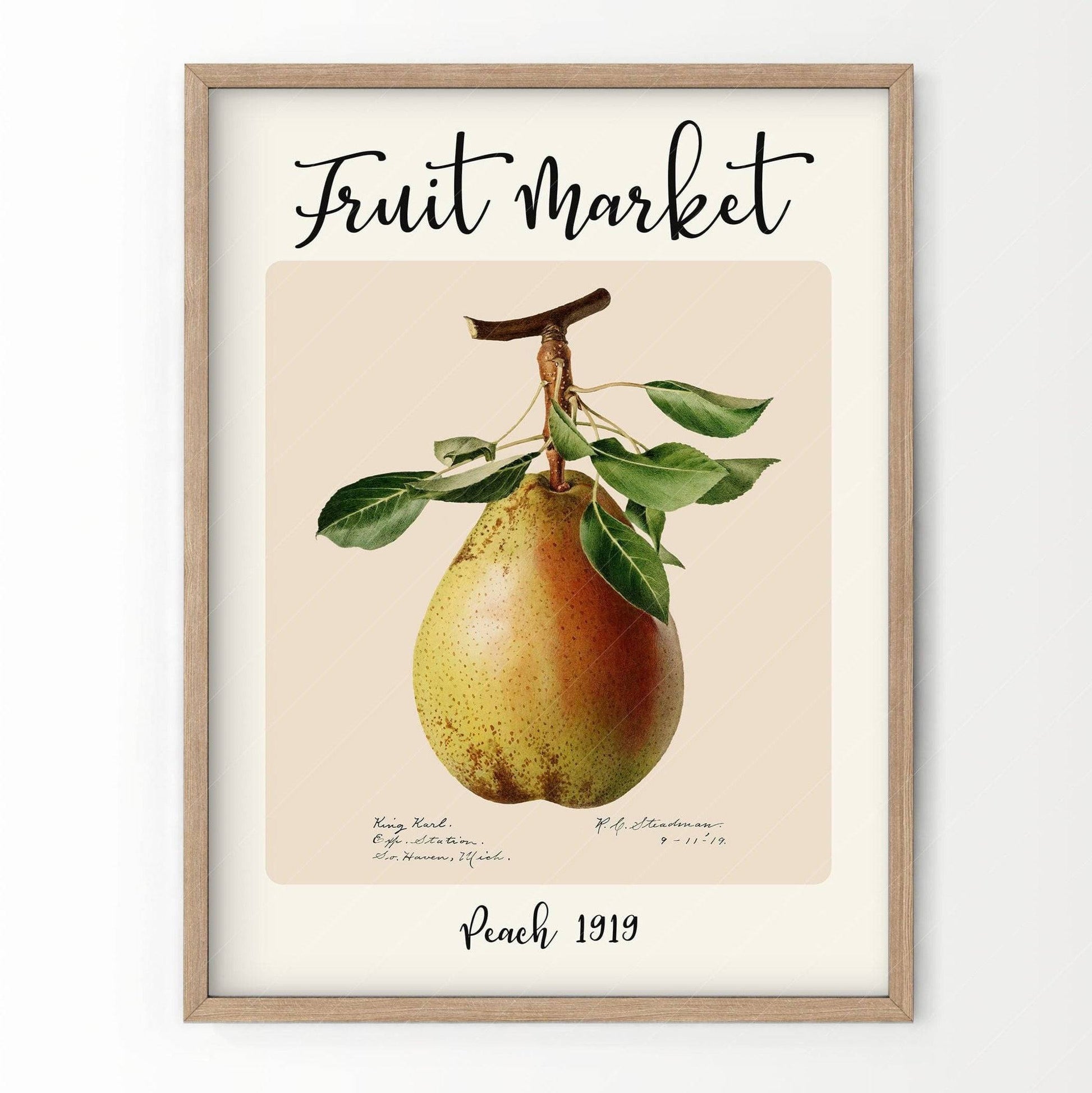 Fruit Market Print, Farmhouse Decor, Antique Pear Fruit Painting