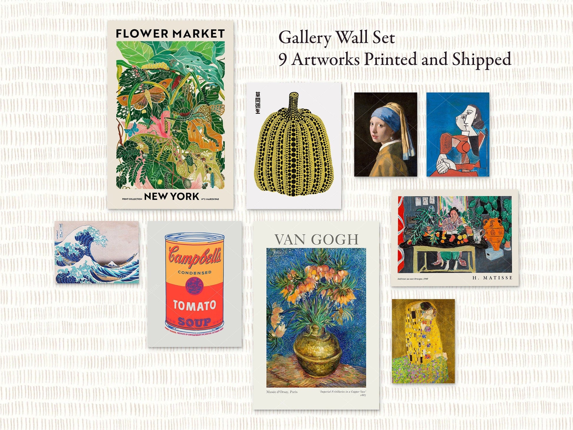 Gallery wall art, Set of 9 Posters, Famous artists