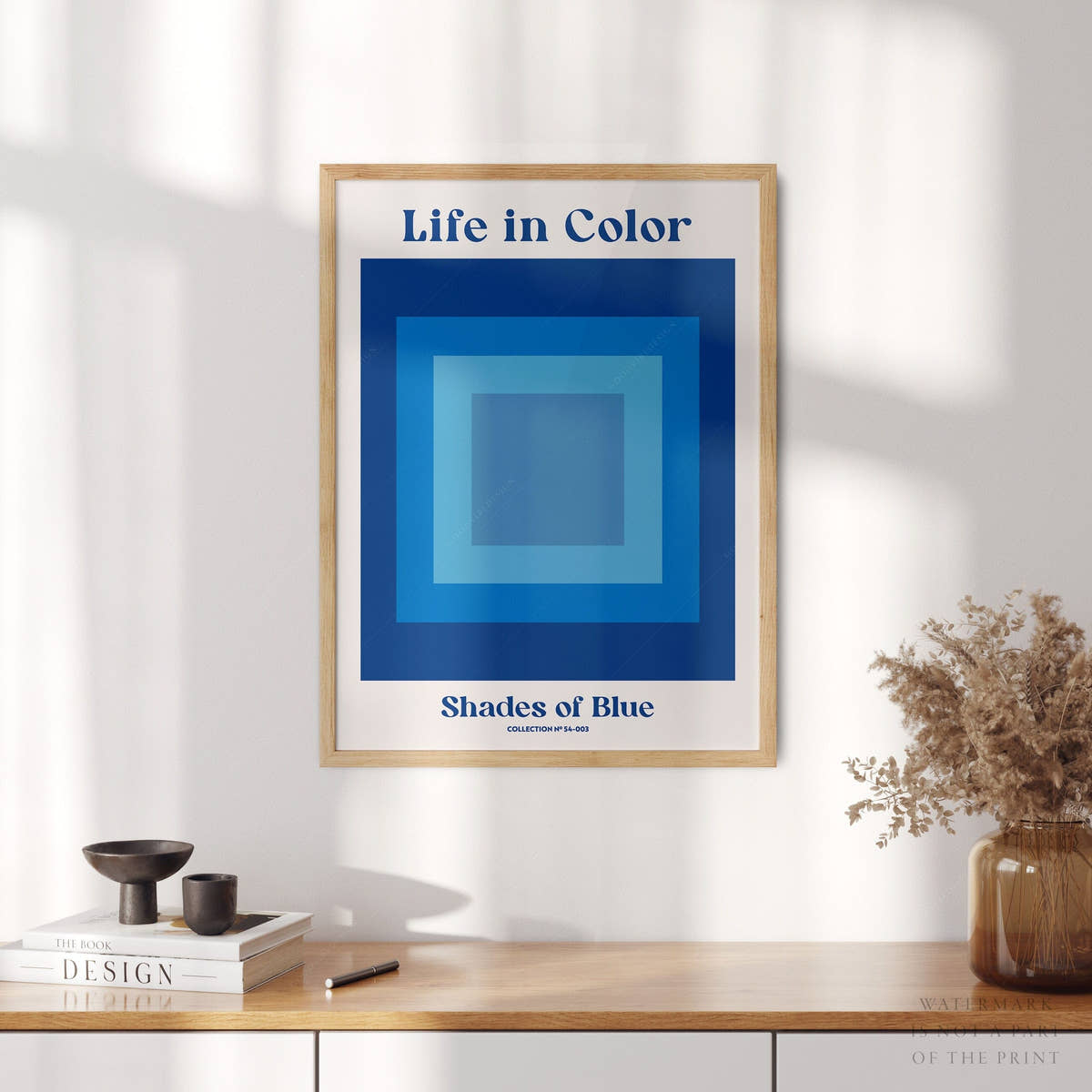 Geometric Wall Art, Shades of Blue , Modern poster