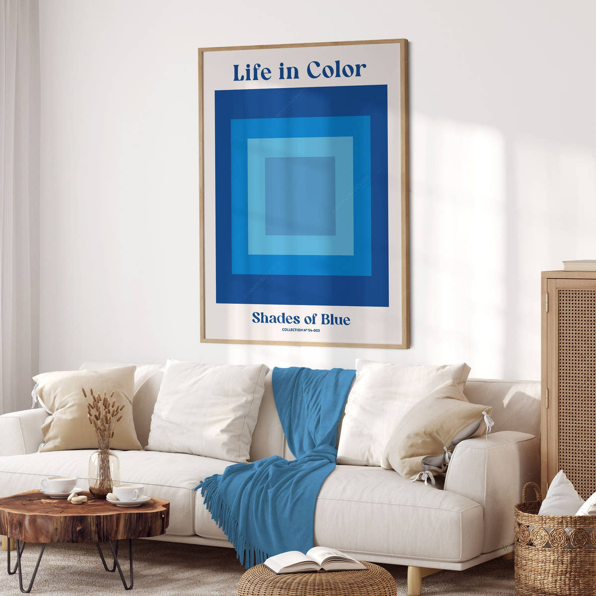 Geometric Wall Art, Shades of Blue , Modern poster
