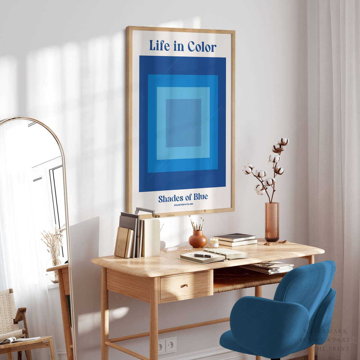 Geometric Wall Art, Shades of Blue , Modern poster