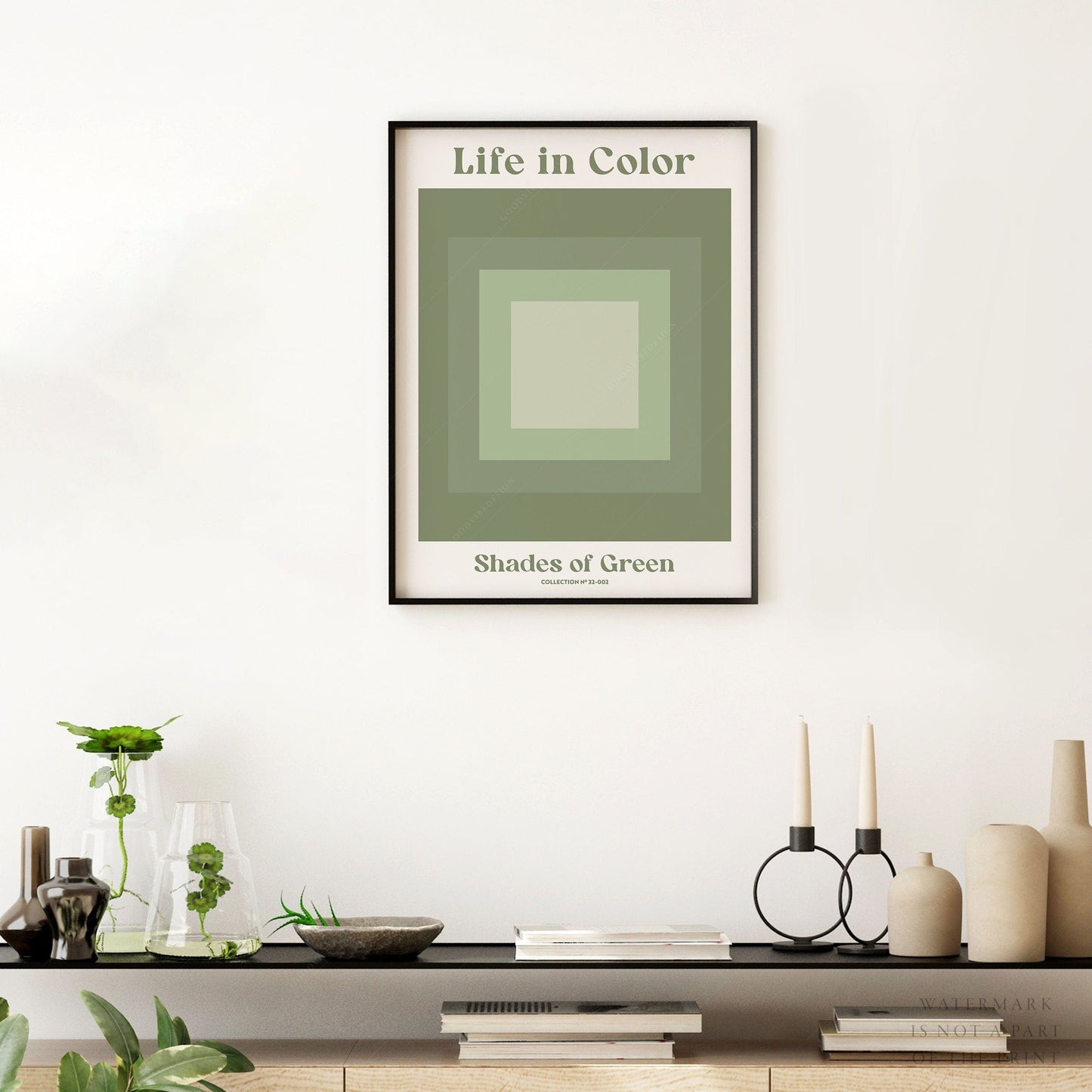 Geometric wall art, Shades of green, Modern poster