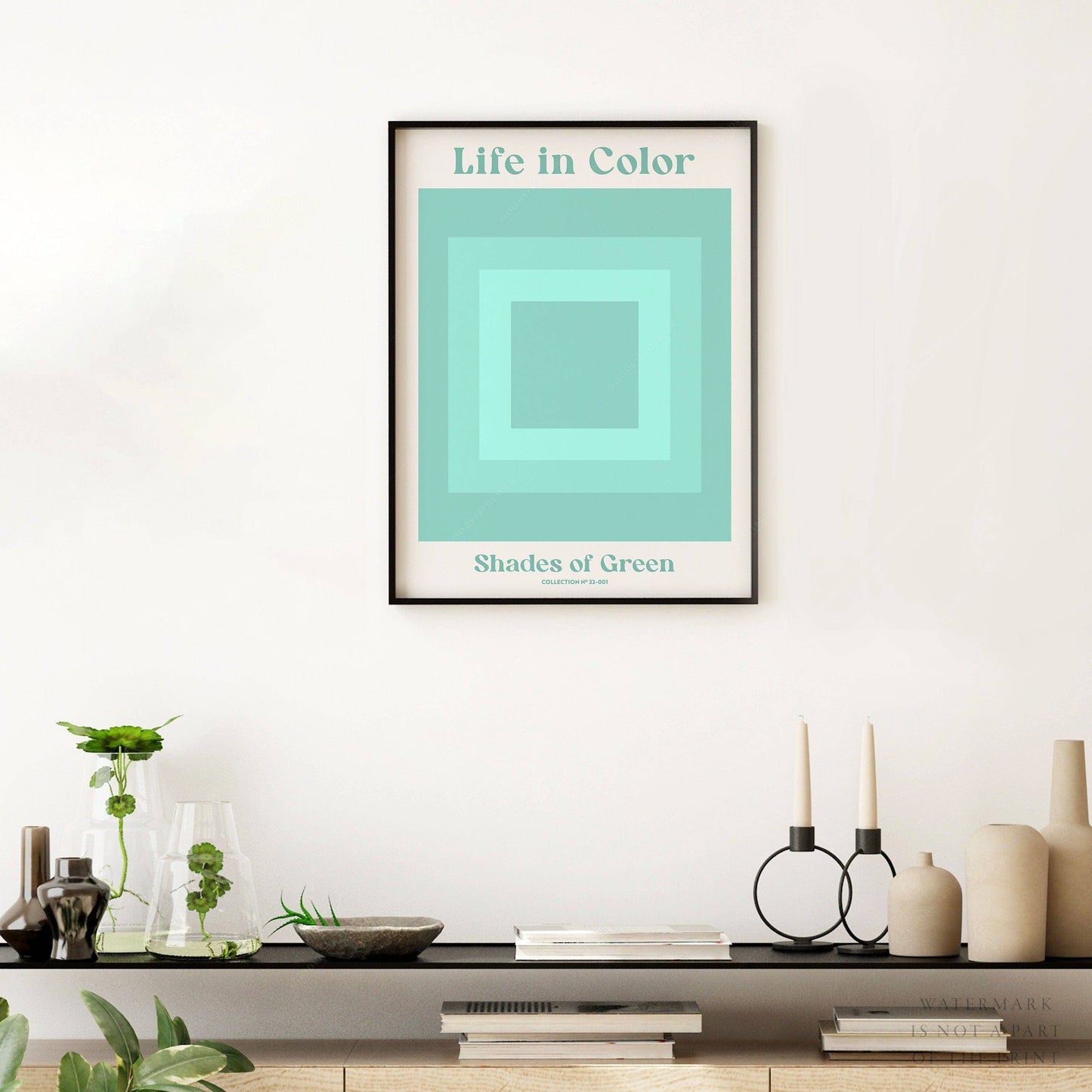 Geometric wall art, Shades of green, Modern poster