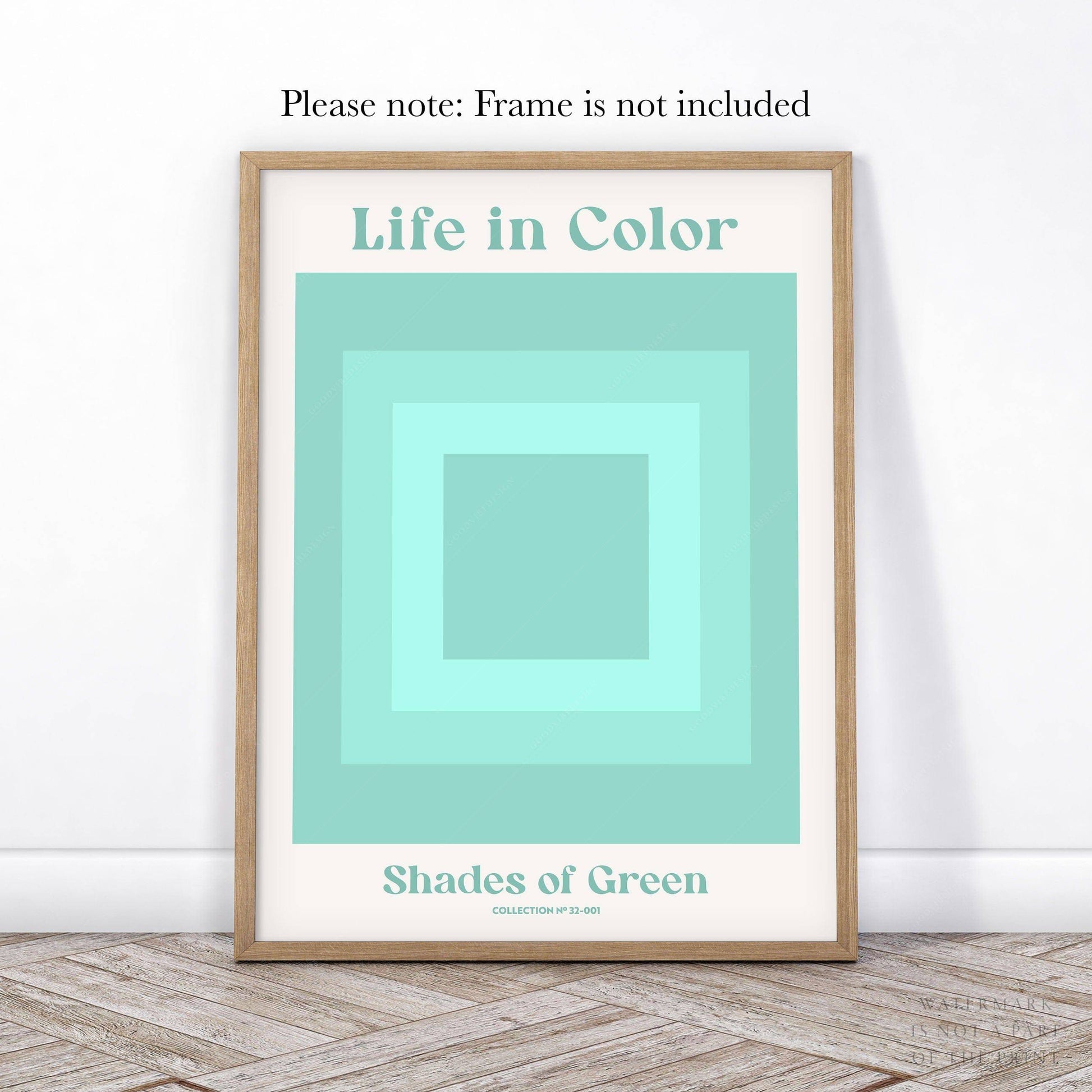 Geometric wall art, Shades of green, Modern poster