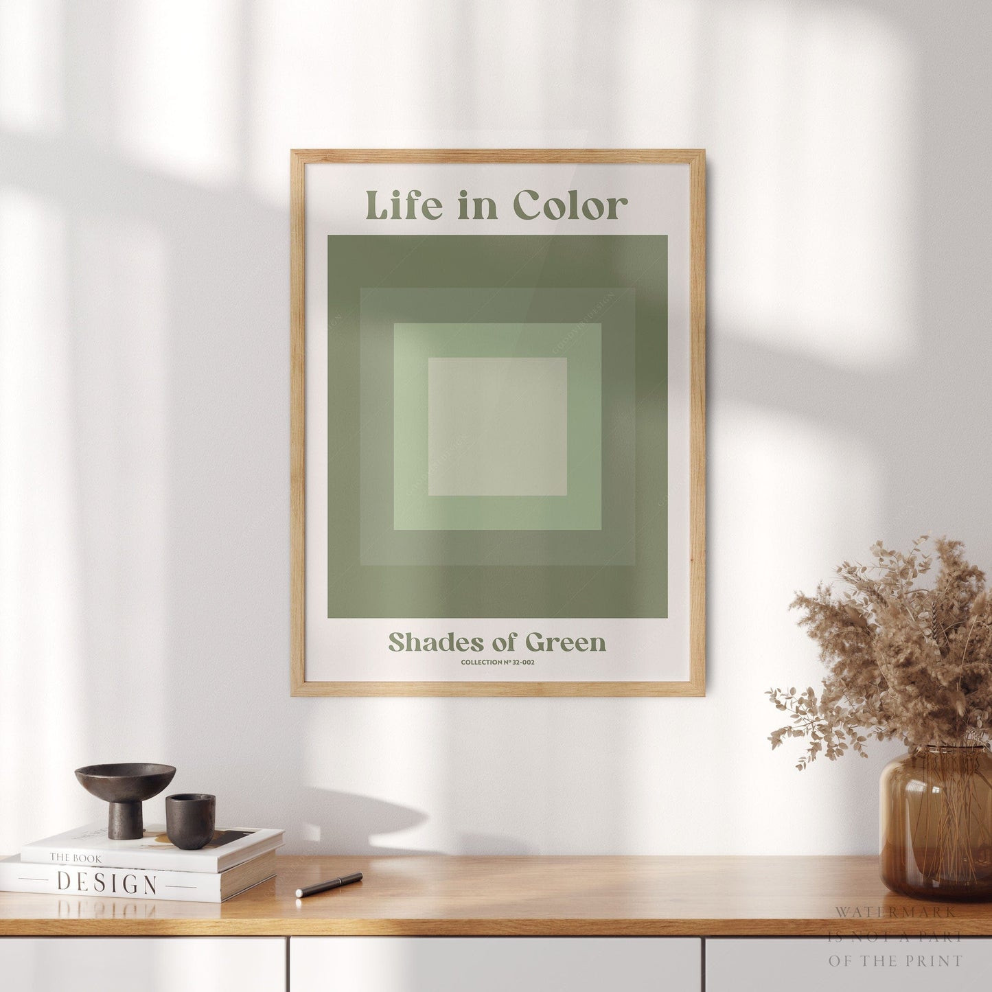 Geometric wall art, Shades of green, Modern poster