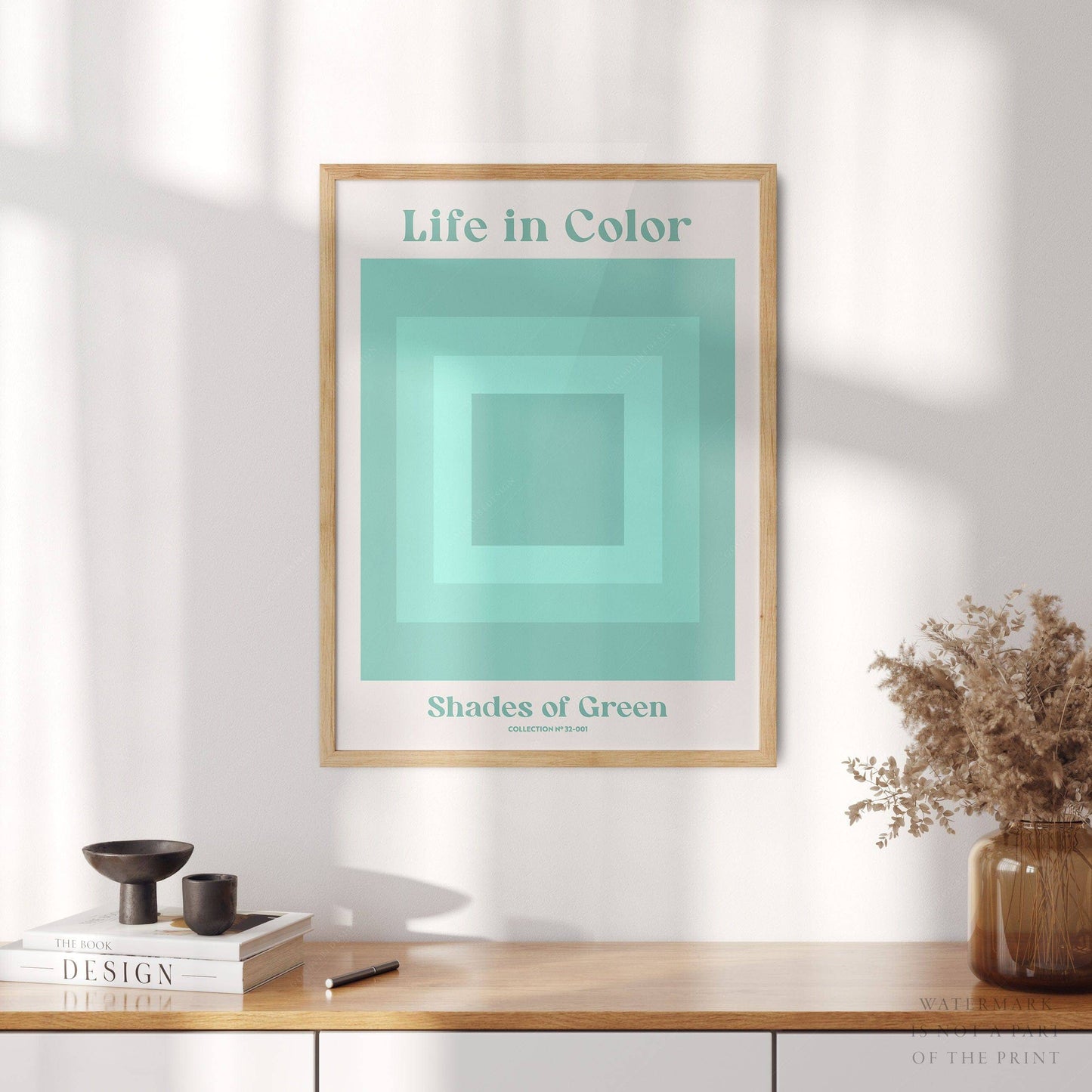 Geometric wall art, Shades of green, Modern poster