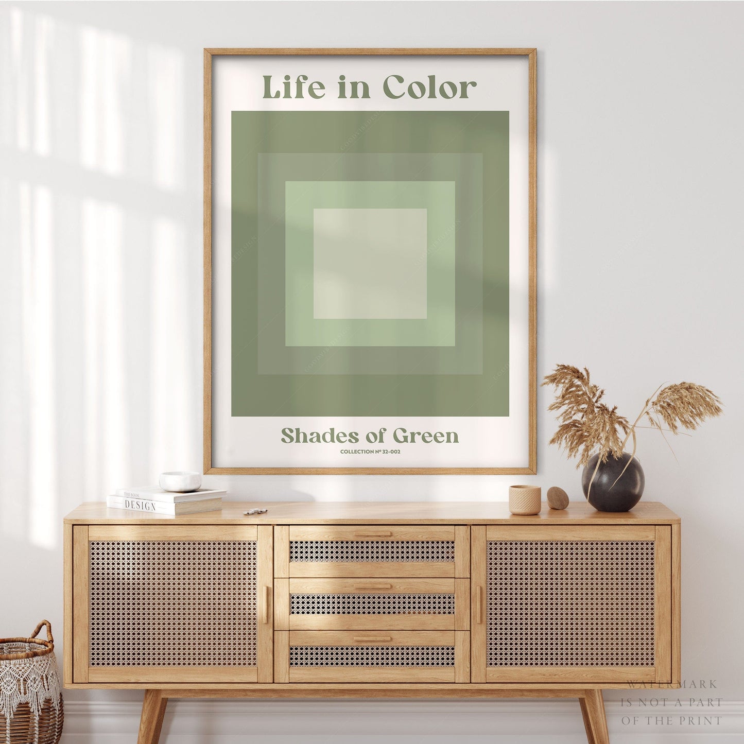 Geometric wall art, Shades of green, Modern poster