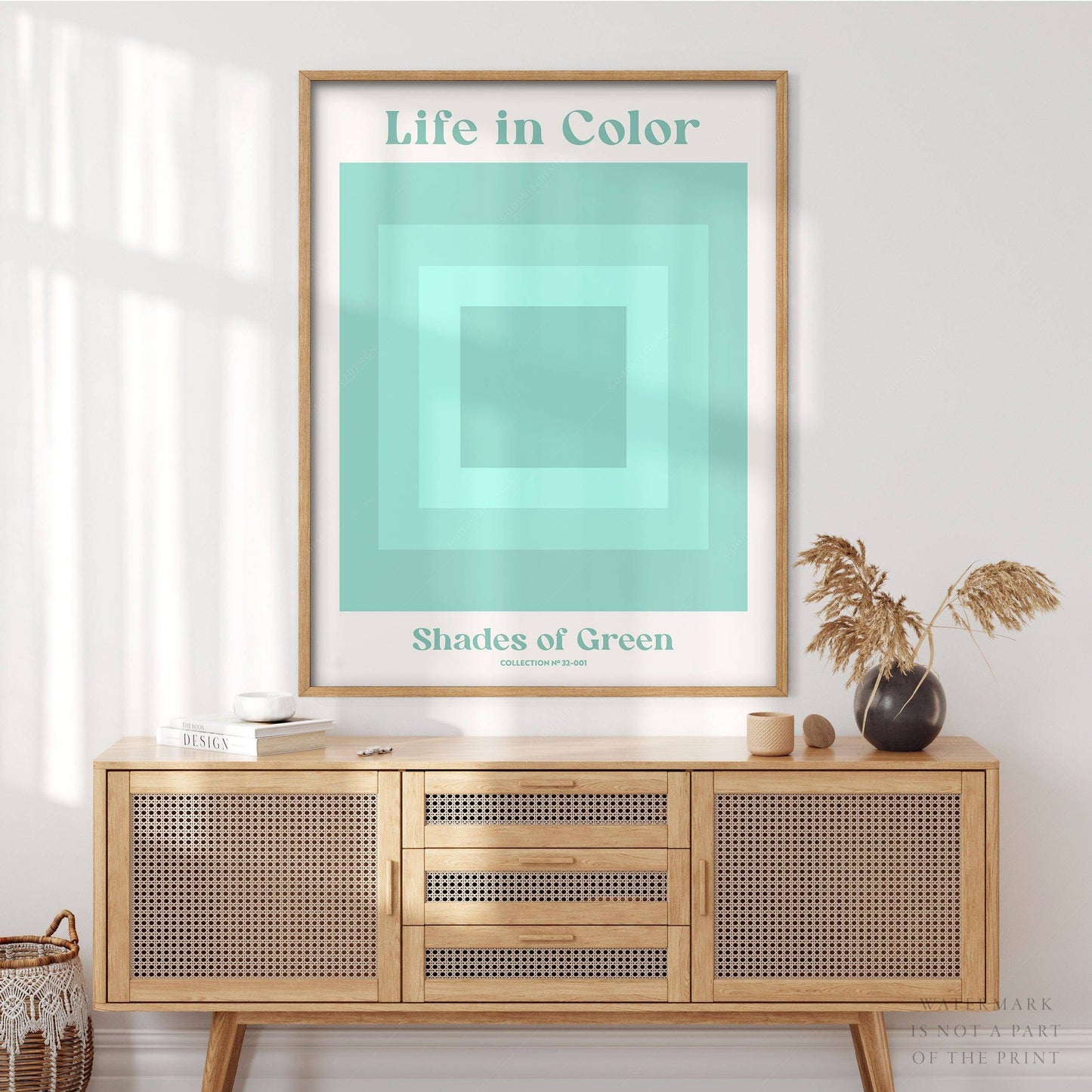 Geometric wall art, Shades of green, Modern poster