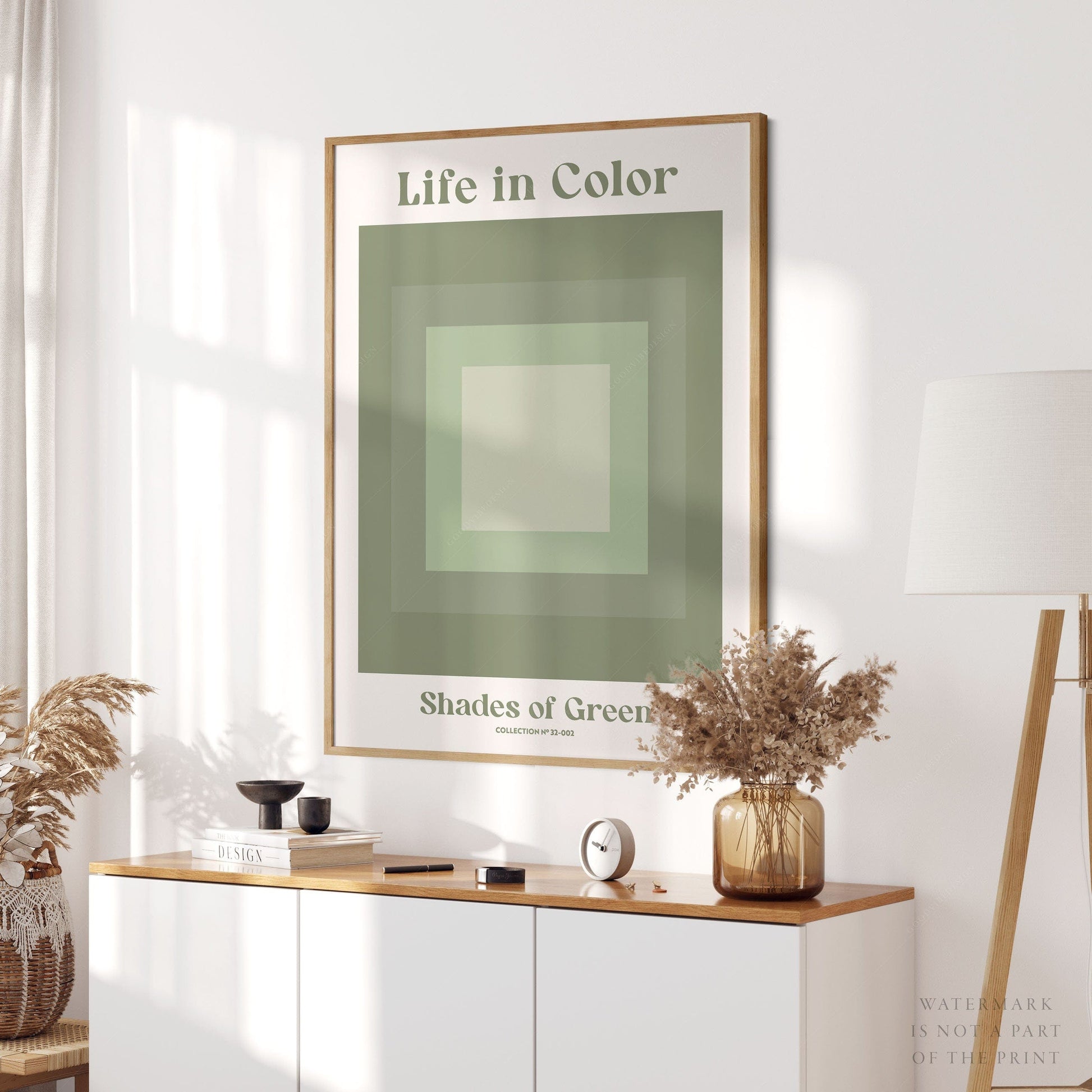 Geometric wall art, Shades of green, Modern poster