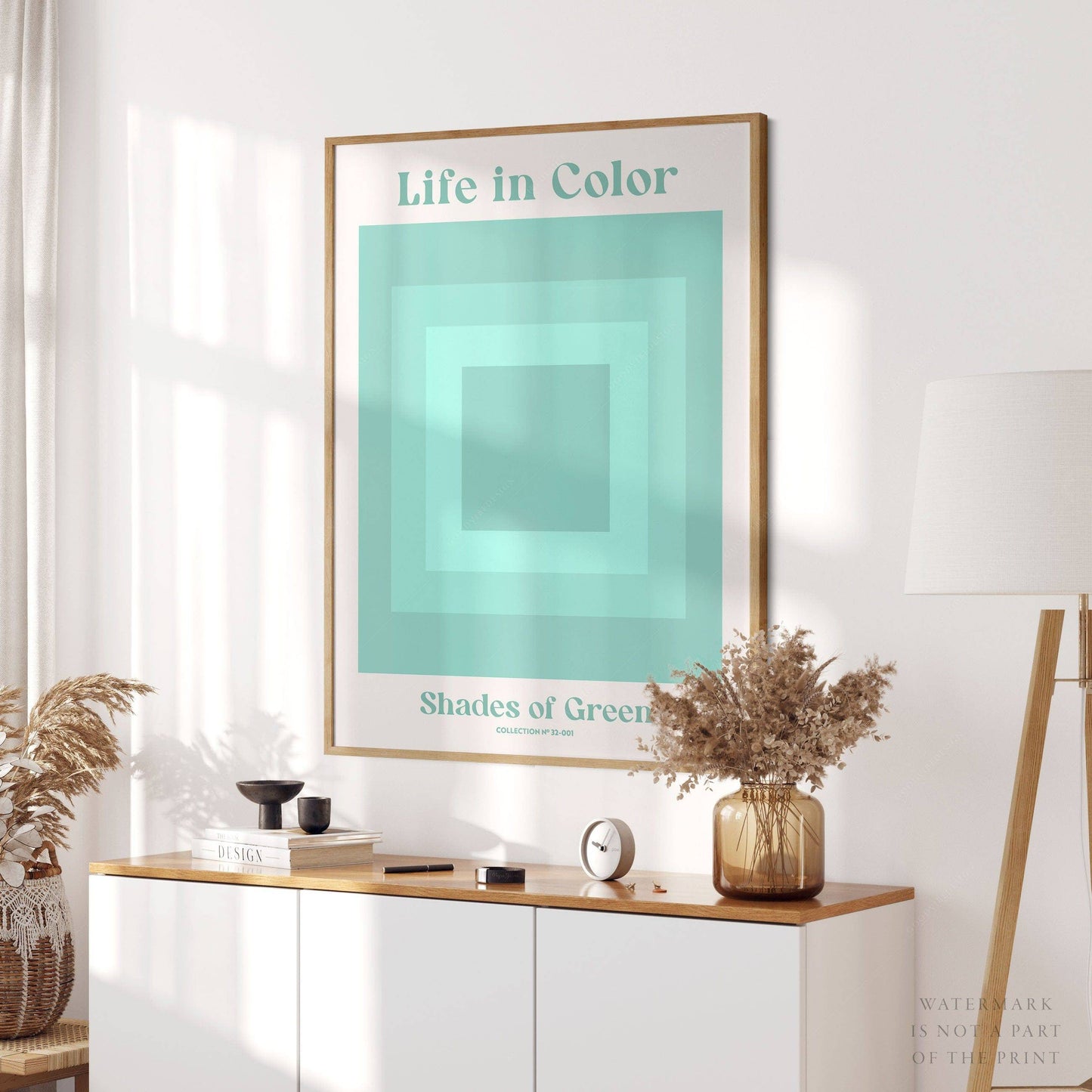 Geometric wall art, Shades of green, Modern poster