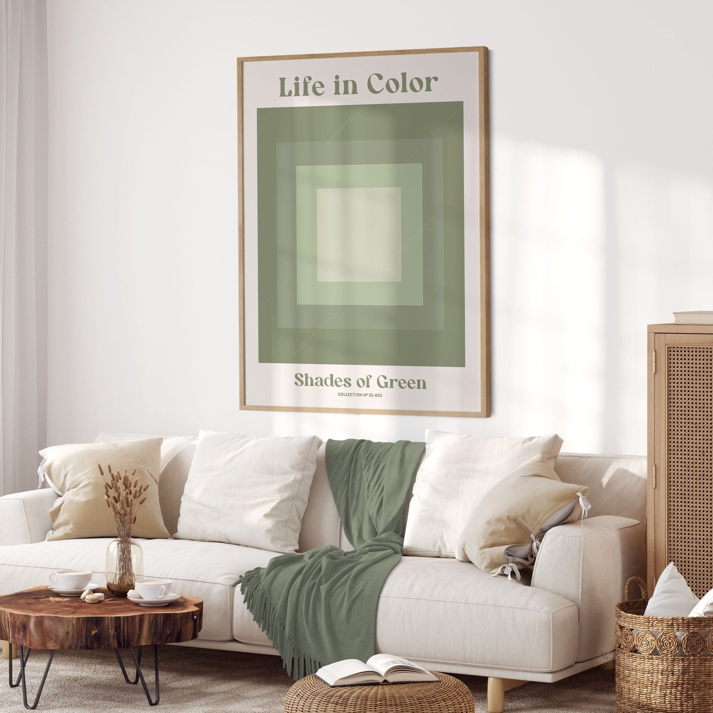 Geometric wall art, Shades of green, Modern poster