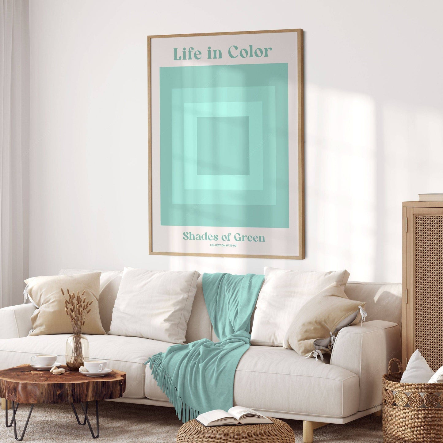 Geometric wall art, Shades of green, Modern poster